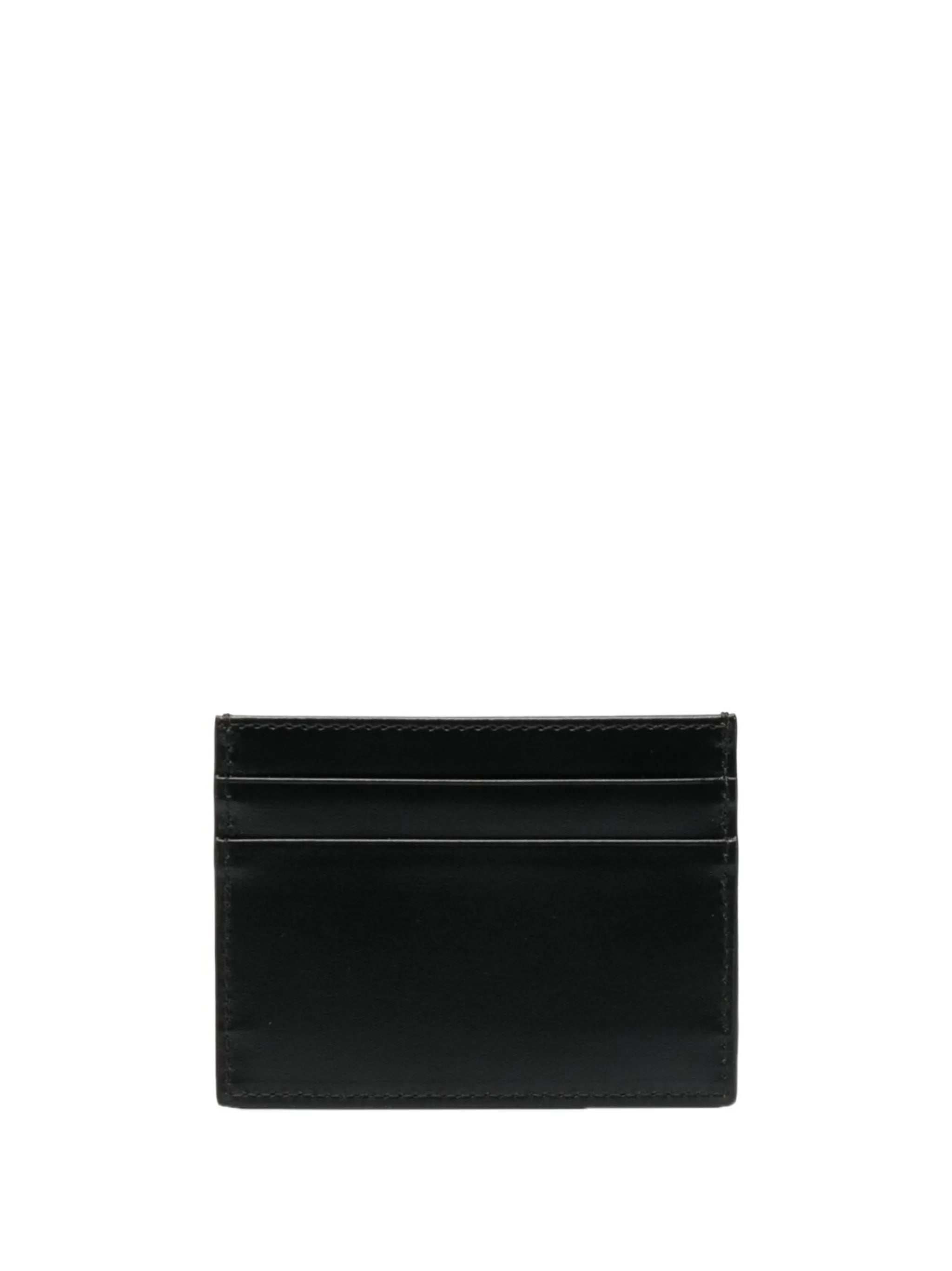 logo-print leather card holder
