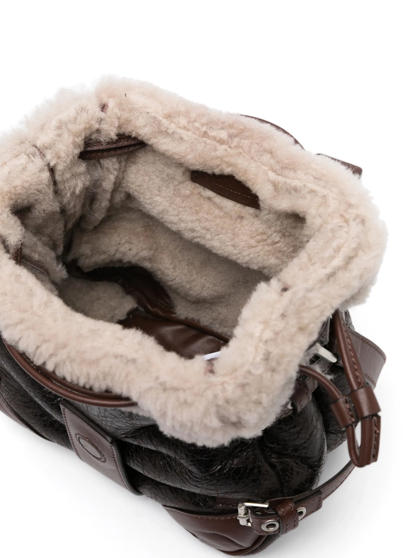 leather belt-embellished bucket bag