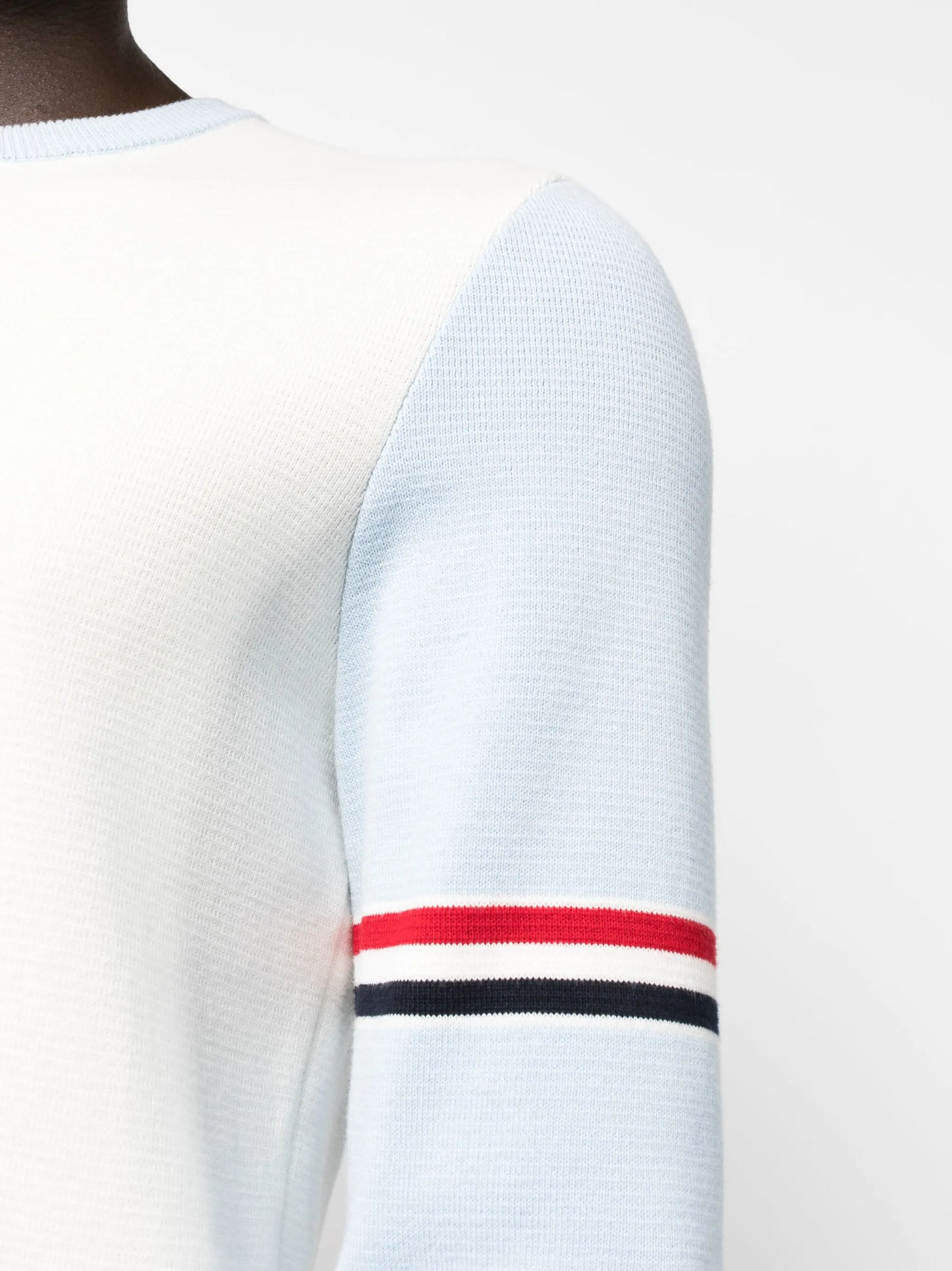 RWB-stripe crew-neck jumper