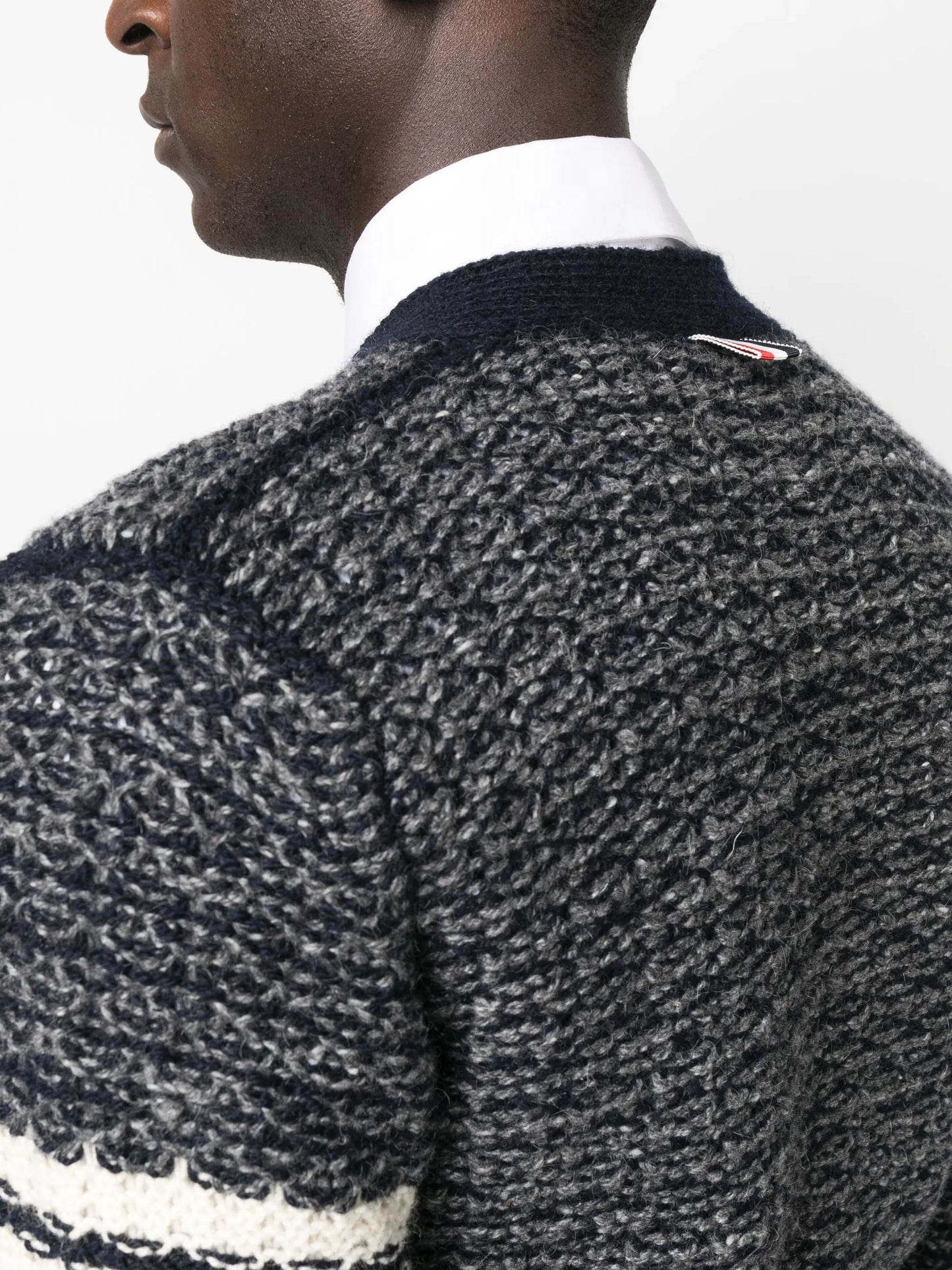 4-Bar mélange-effect cardigan