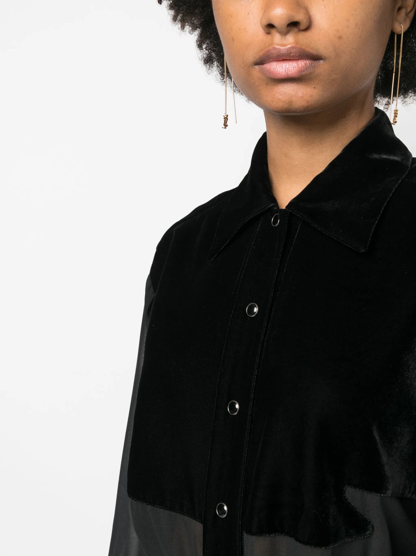 panelled buttoned silk shirt