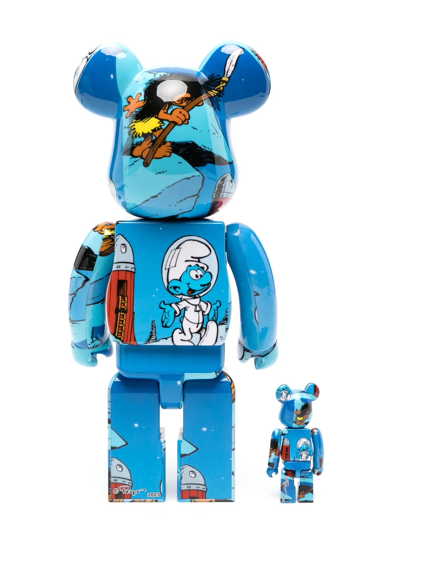 x The Smurfs BE@RBRICK 100% + 400% figure set