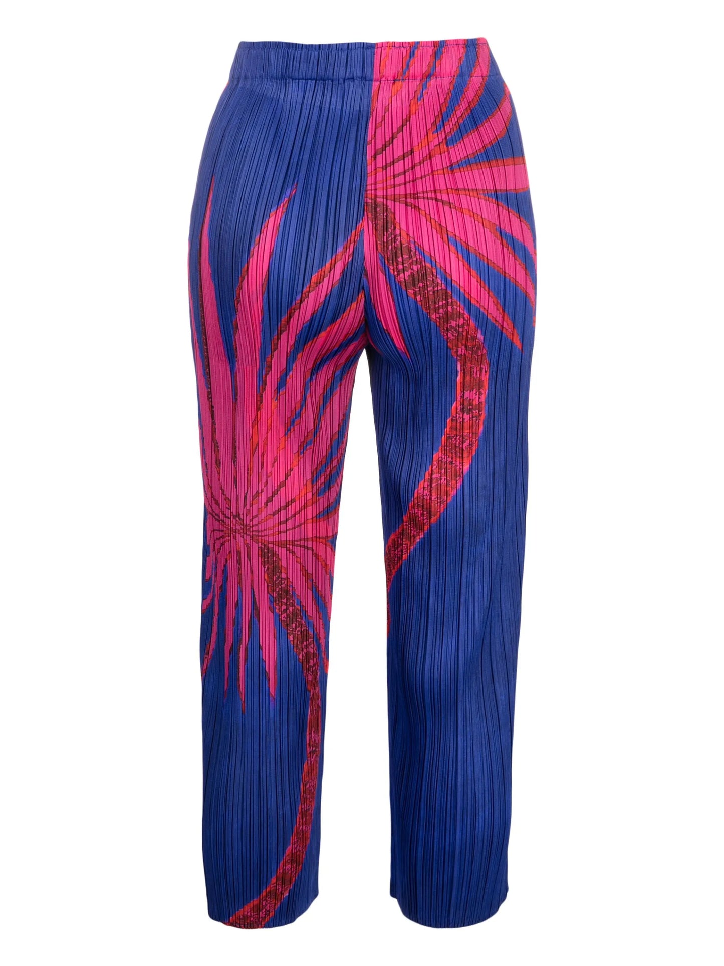 palm tree-print pleated trousers
