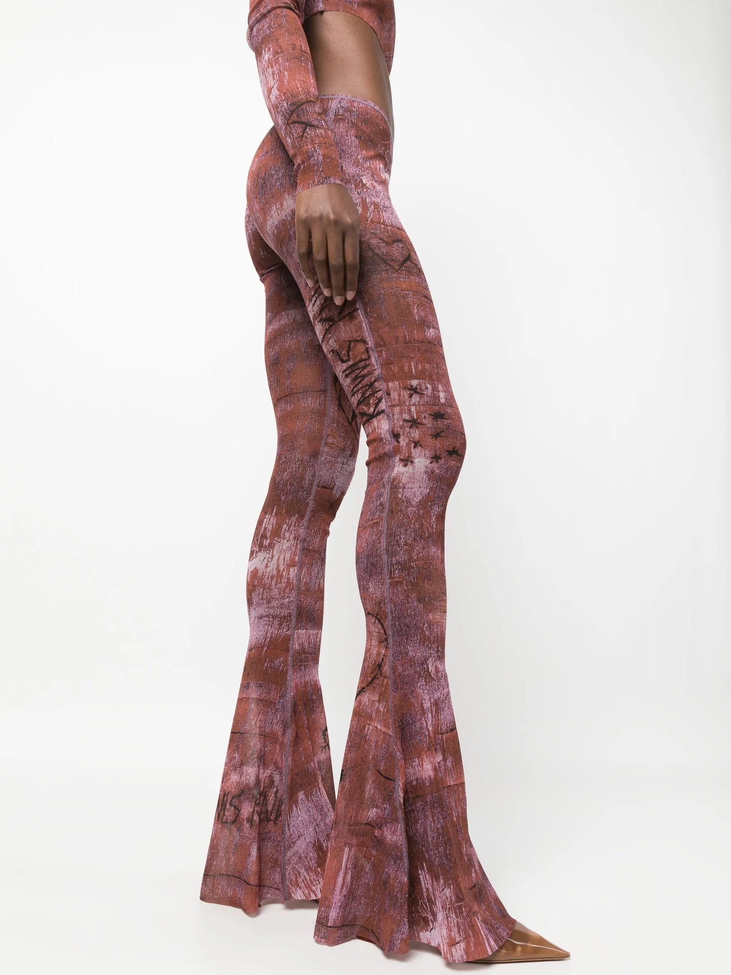x KNWLS graphic-print flared trousers