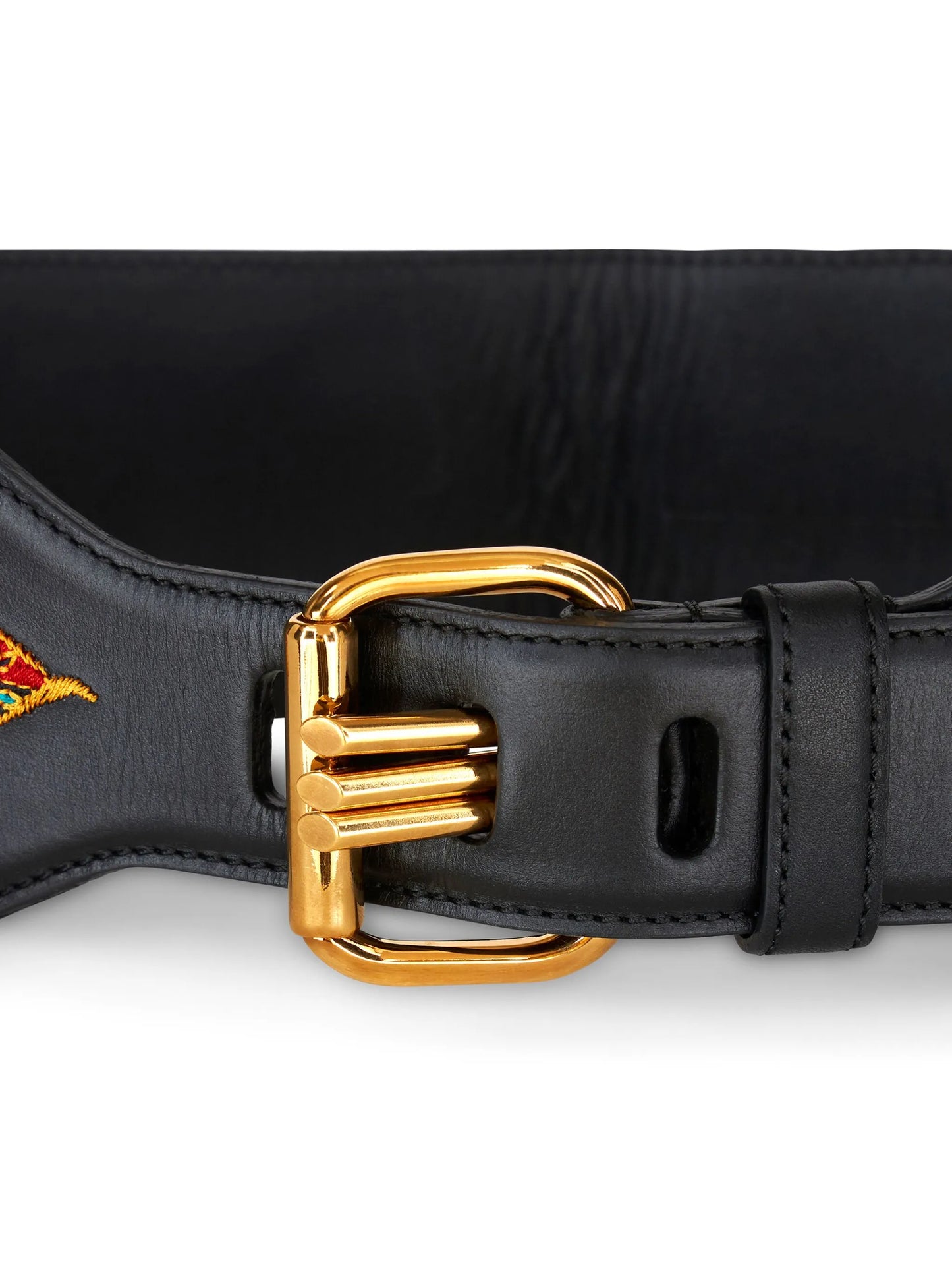 Paisley jacquard leather belt