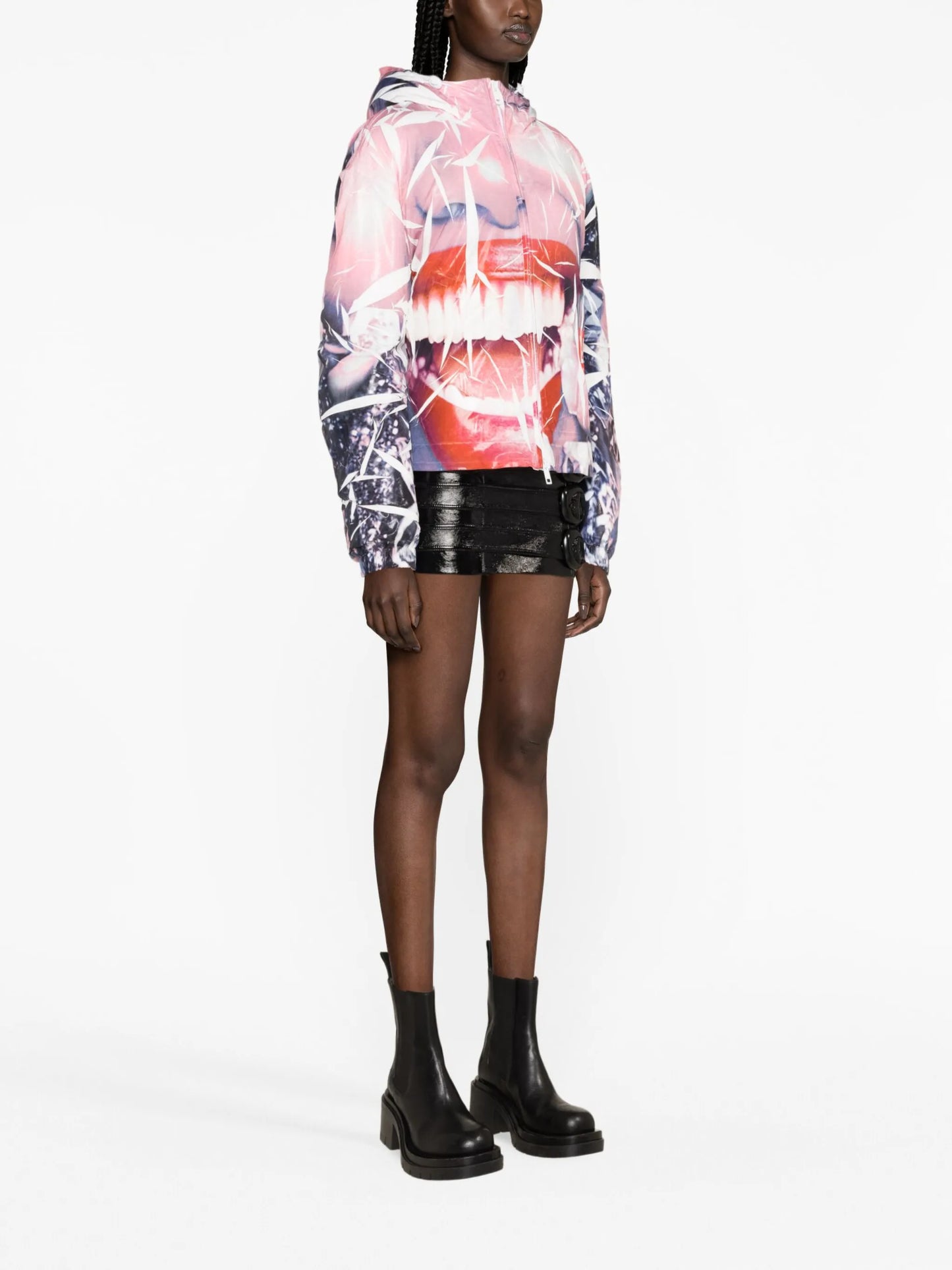 smiley face-print jacket