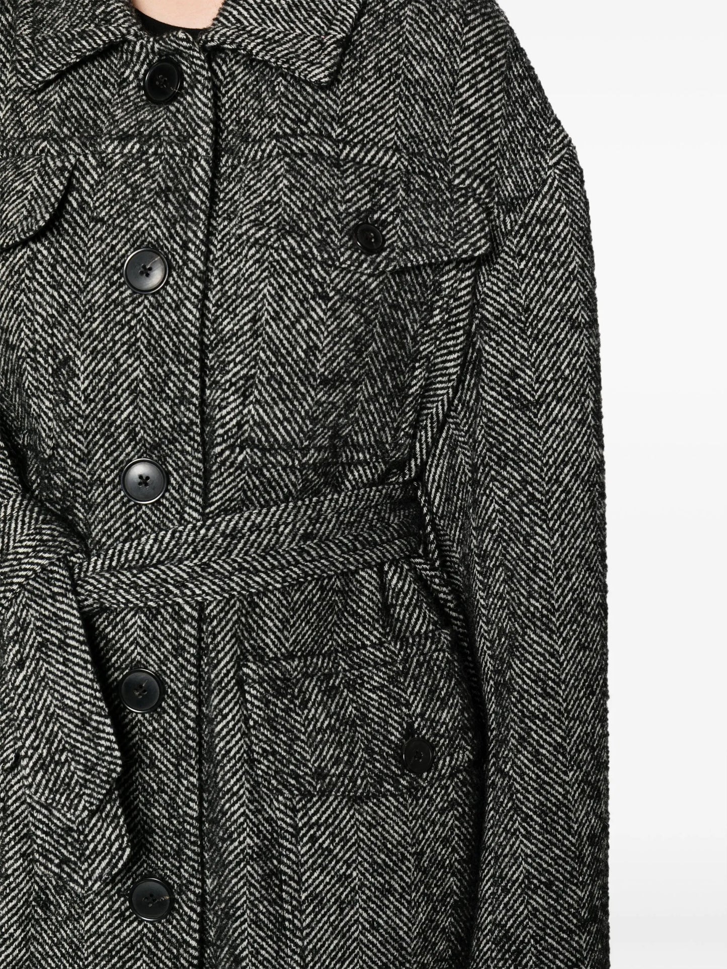 herringbone belted coat