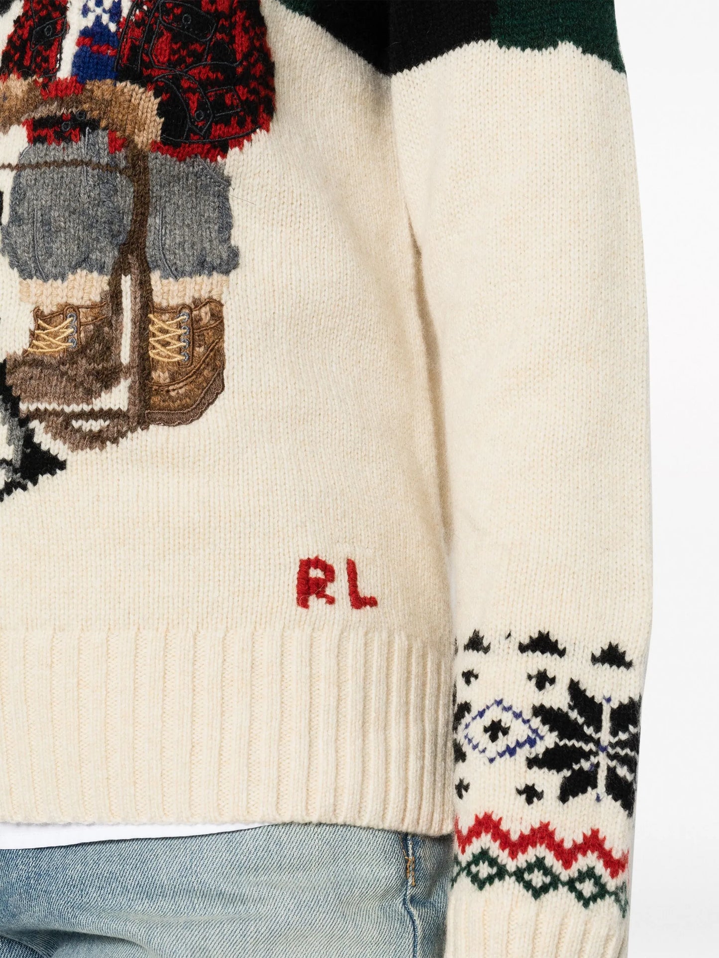 Polo Bear patterned intarsia-knit jumper