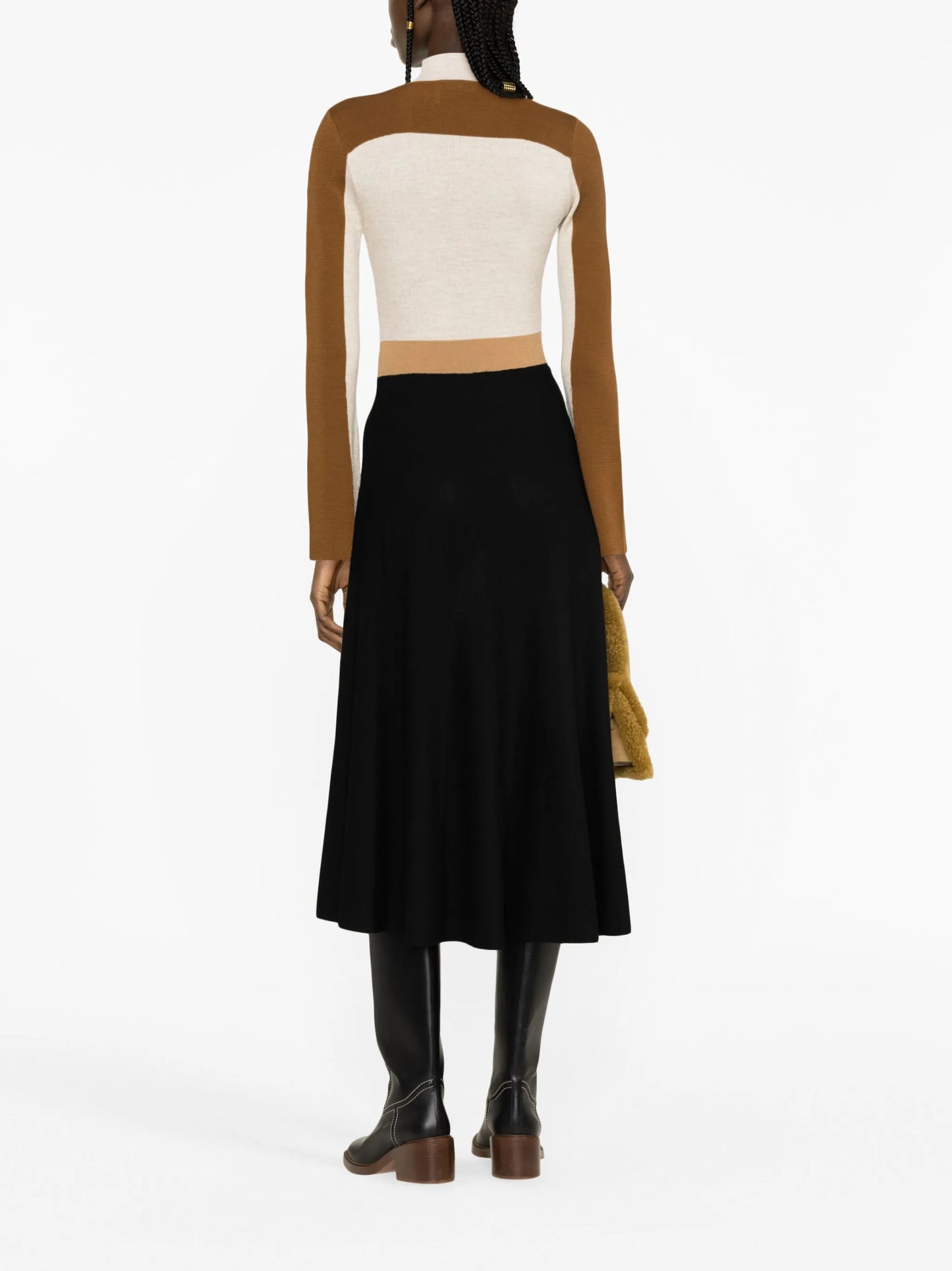 colour-block knitted wool dress