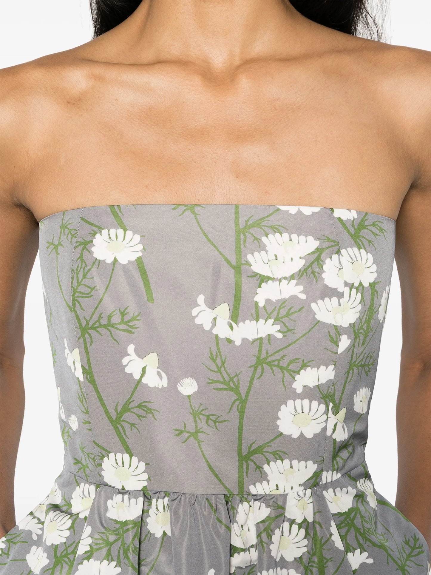 Lena floral-print strapless dress