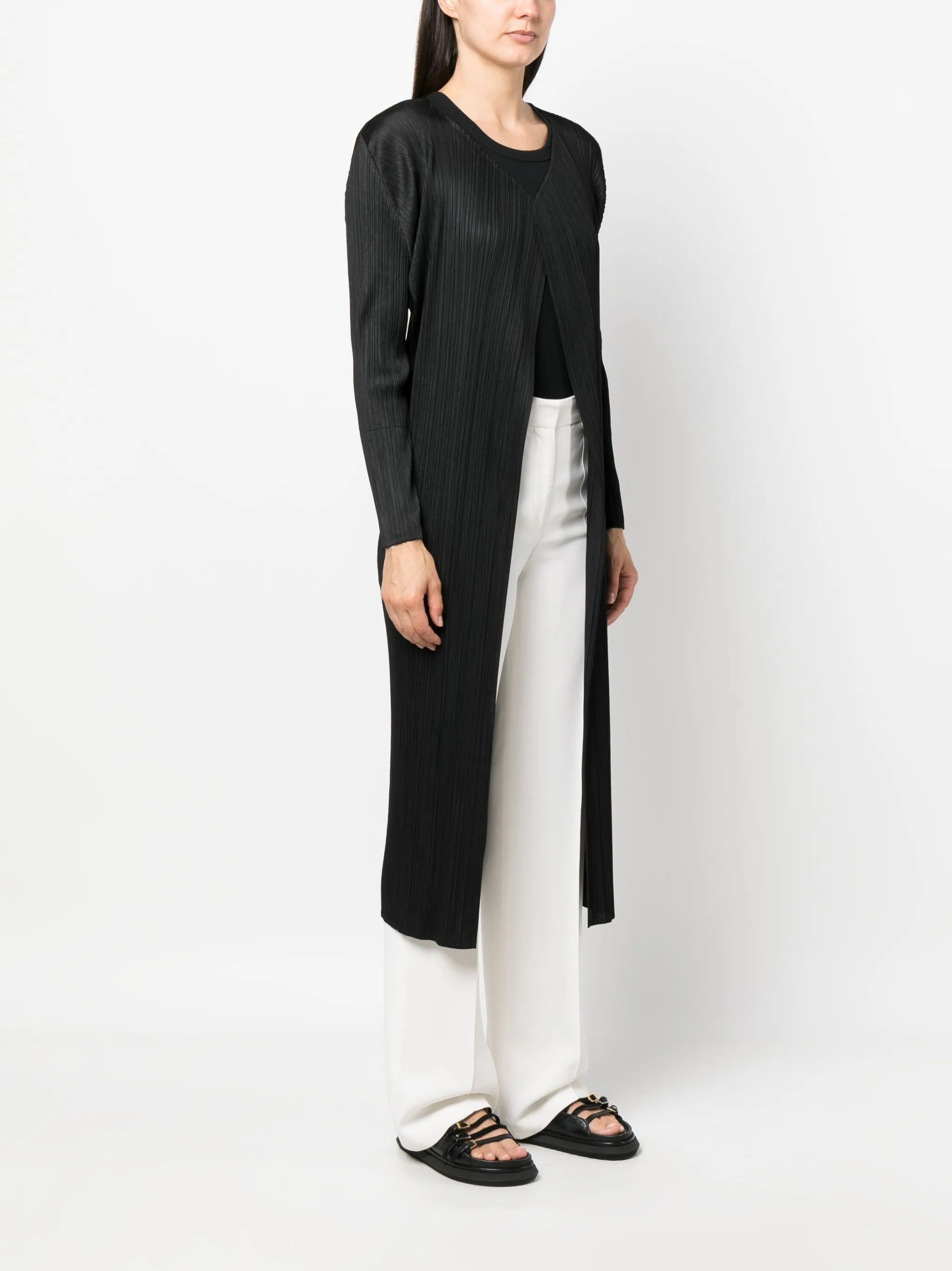 Monthly Colors plissé single-breasted coat