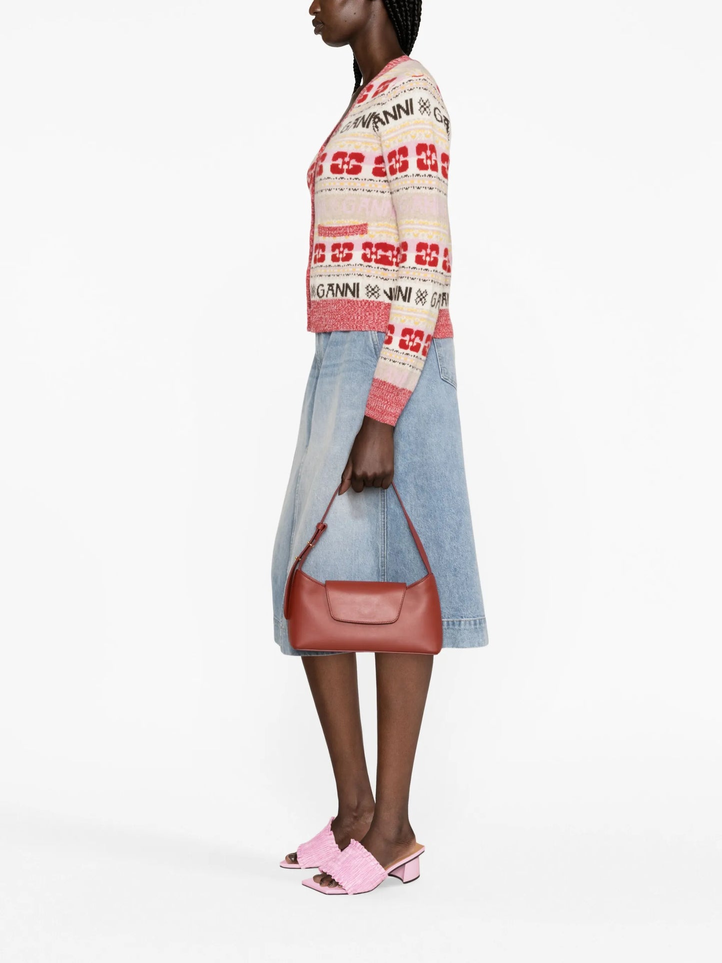 logo-print wool-blend cardigan