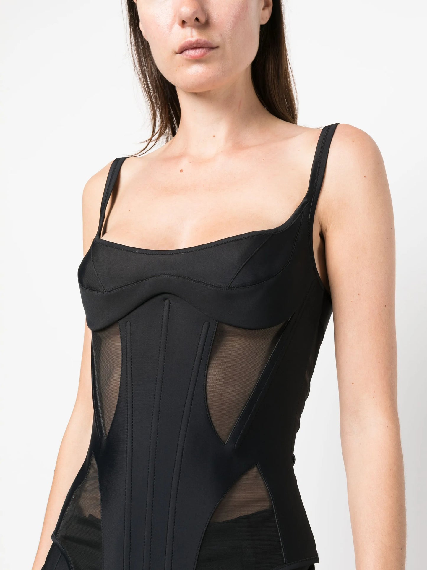 illusion panelled corset top