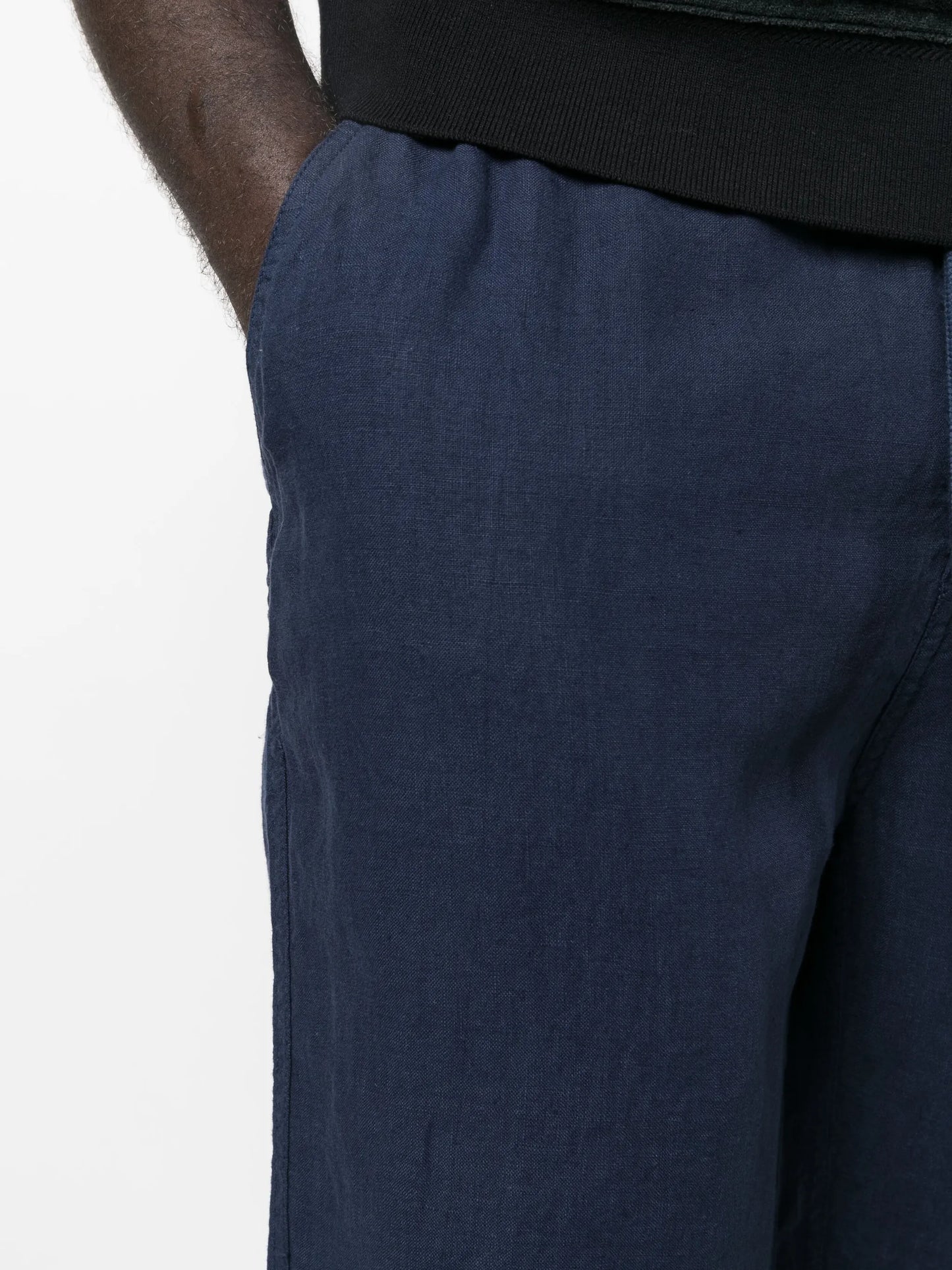 drawstring straight-leg linen trousers