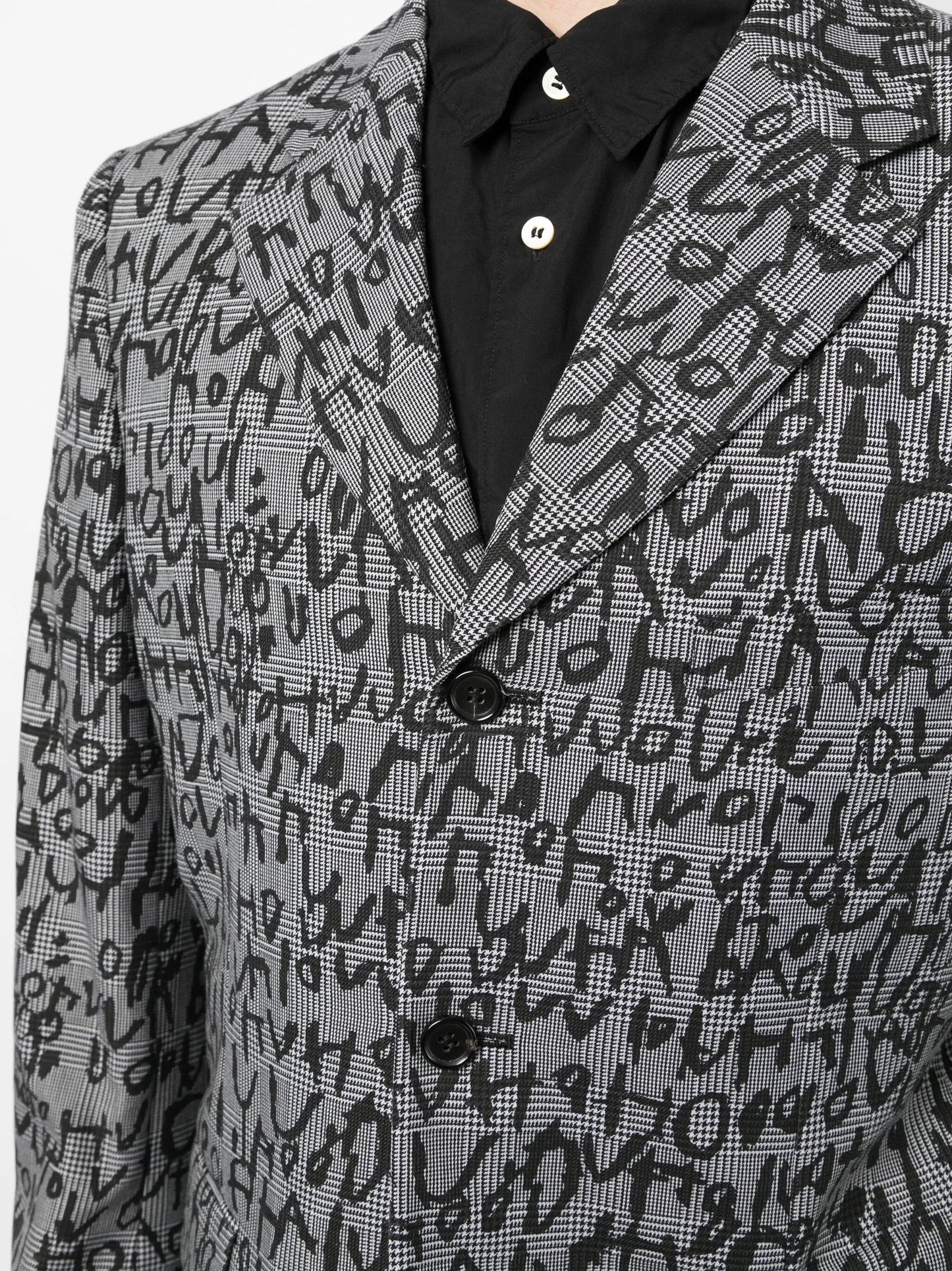 abstract-pattern print notched-lapels blazer