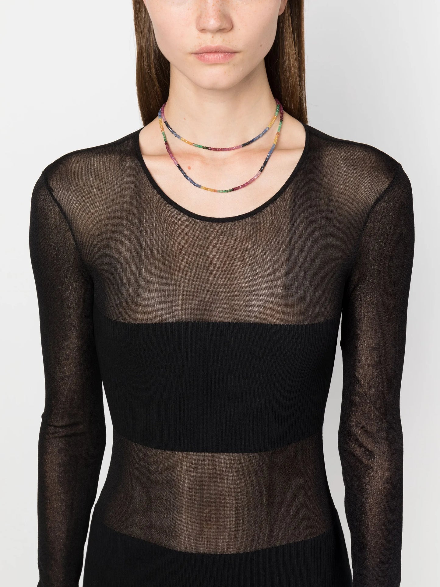 14kt yellow gold Arizona sapphire long beaded necklace