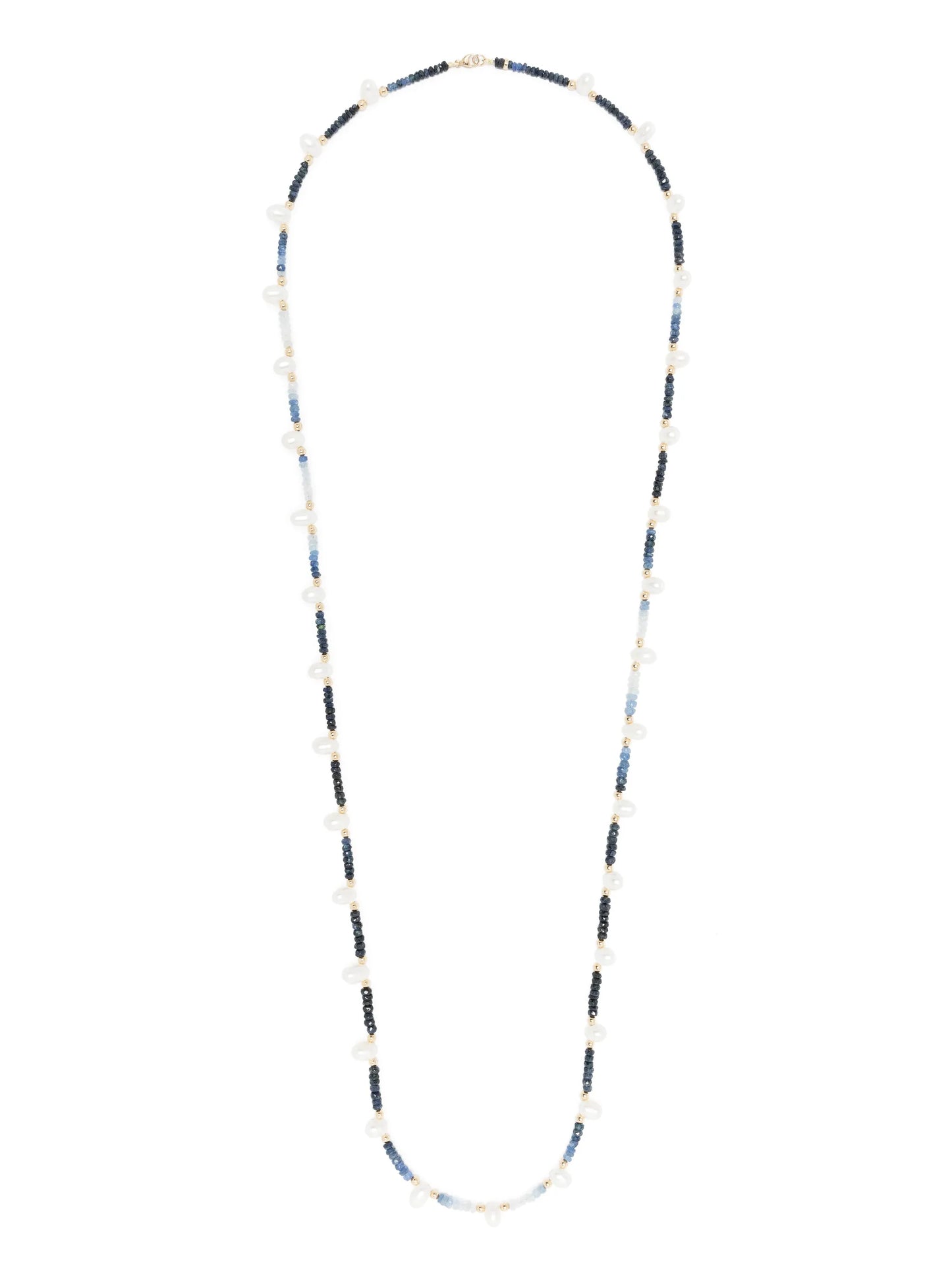 14kt yellow gold Arizona sapphire and pearl beaded necklace