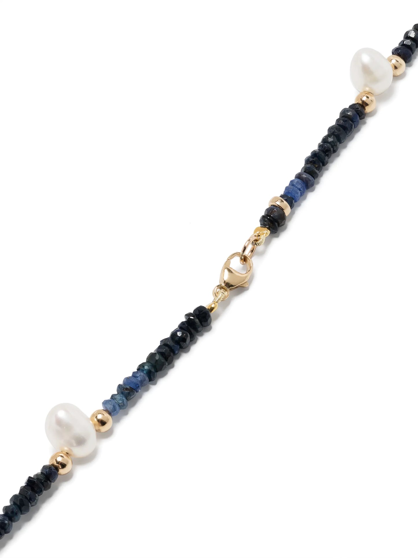 14kt yellow gold Arizona sapphire and pearl beaded necklace