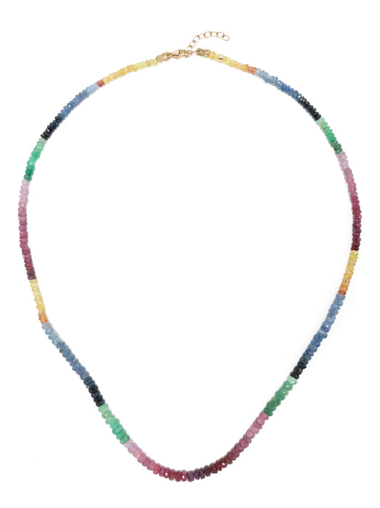 14kt yellow gold Arizona sapphire beaded necklace