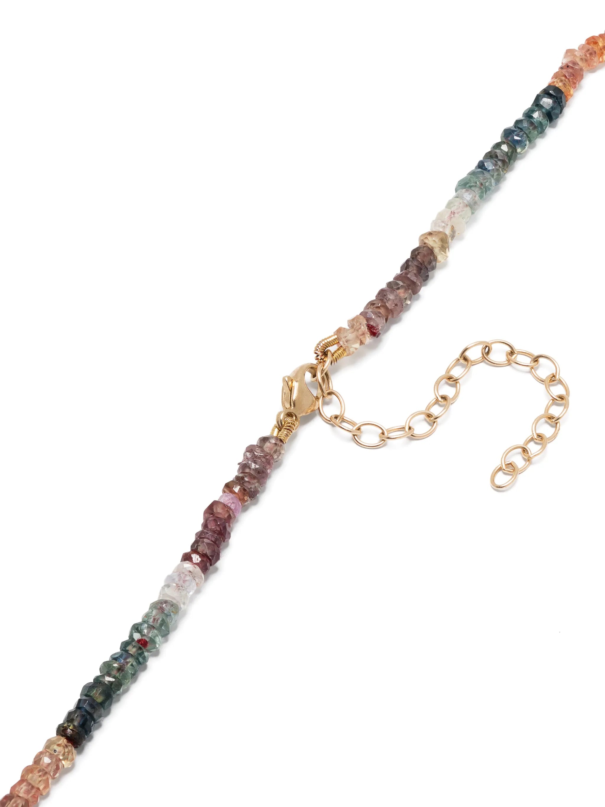 14kt yellow gold Arizona sapphire and crystal necklace