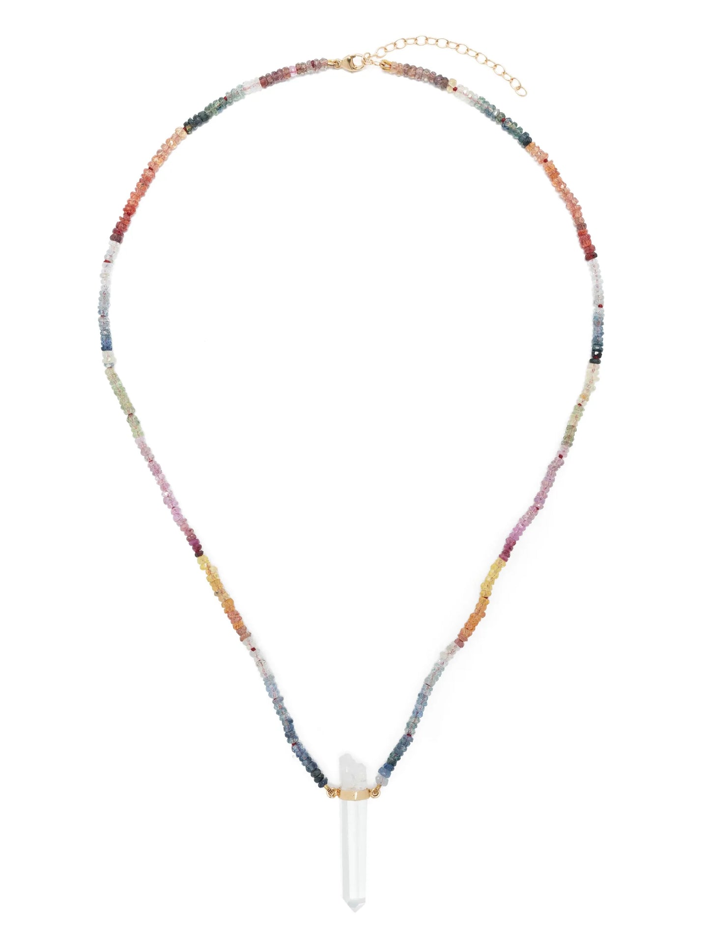 14kt yellow gold Arizona sapphire and crystal necklace
