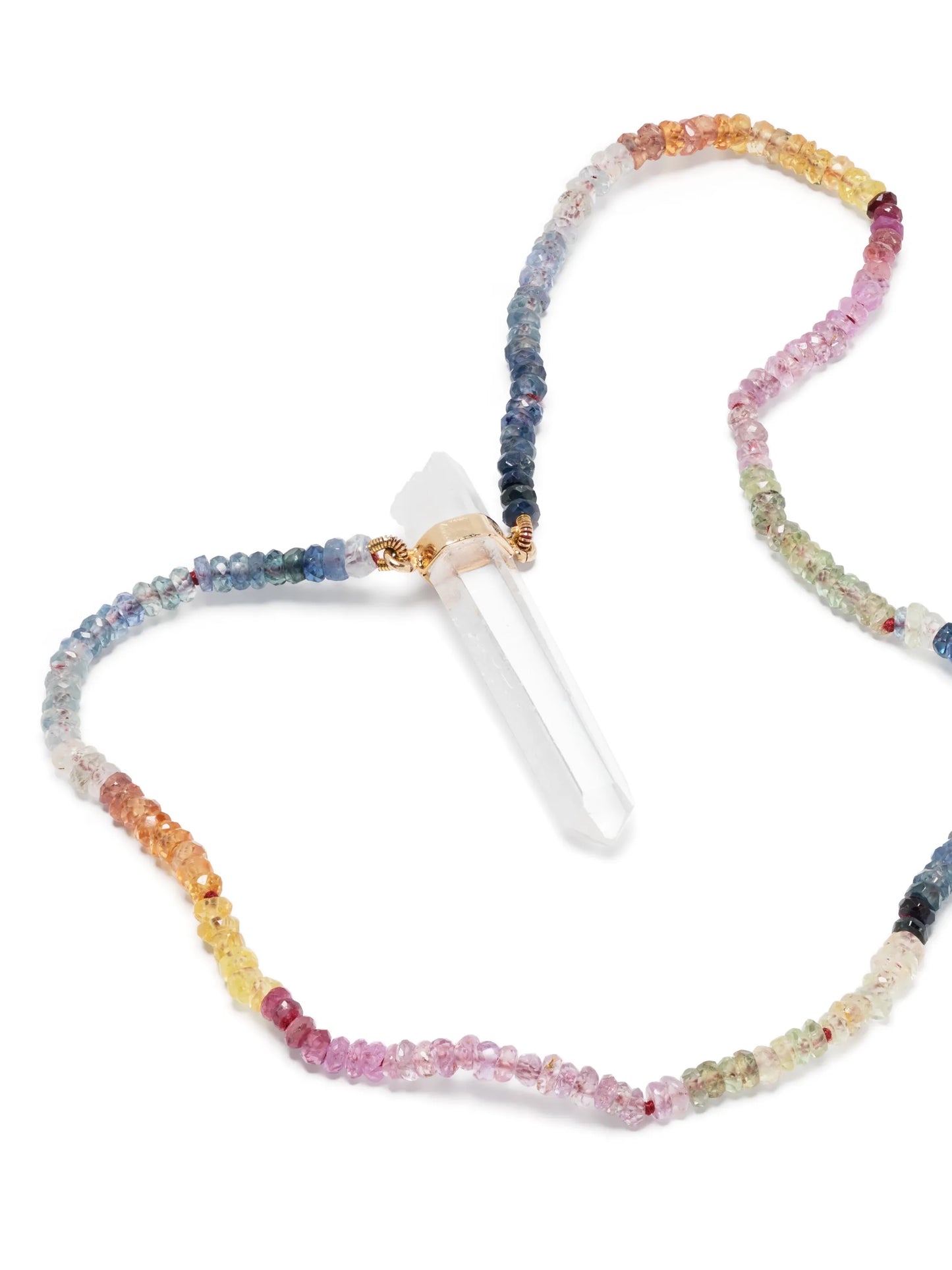 14kt yellow gold Arizona sapphire and crystal necklace