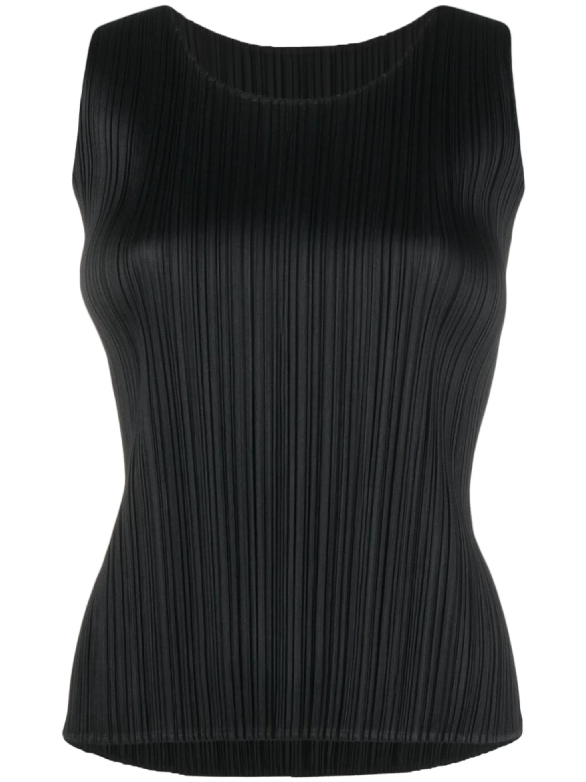 plissé scoop-neck vest