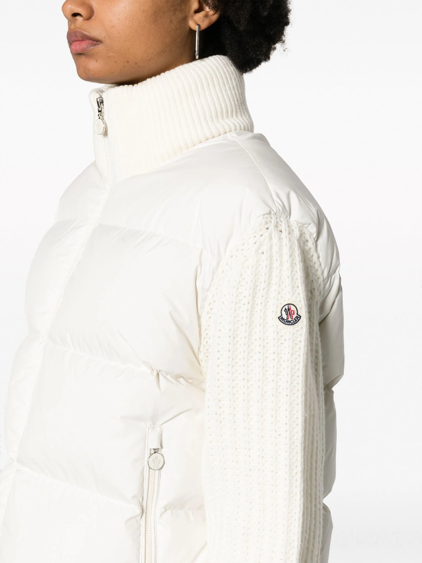 knit-sleeve padded jacket