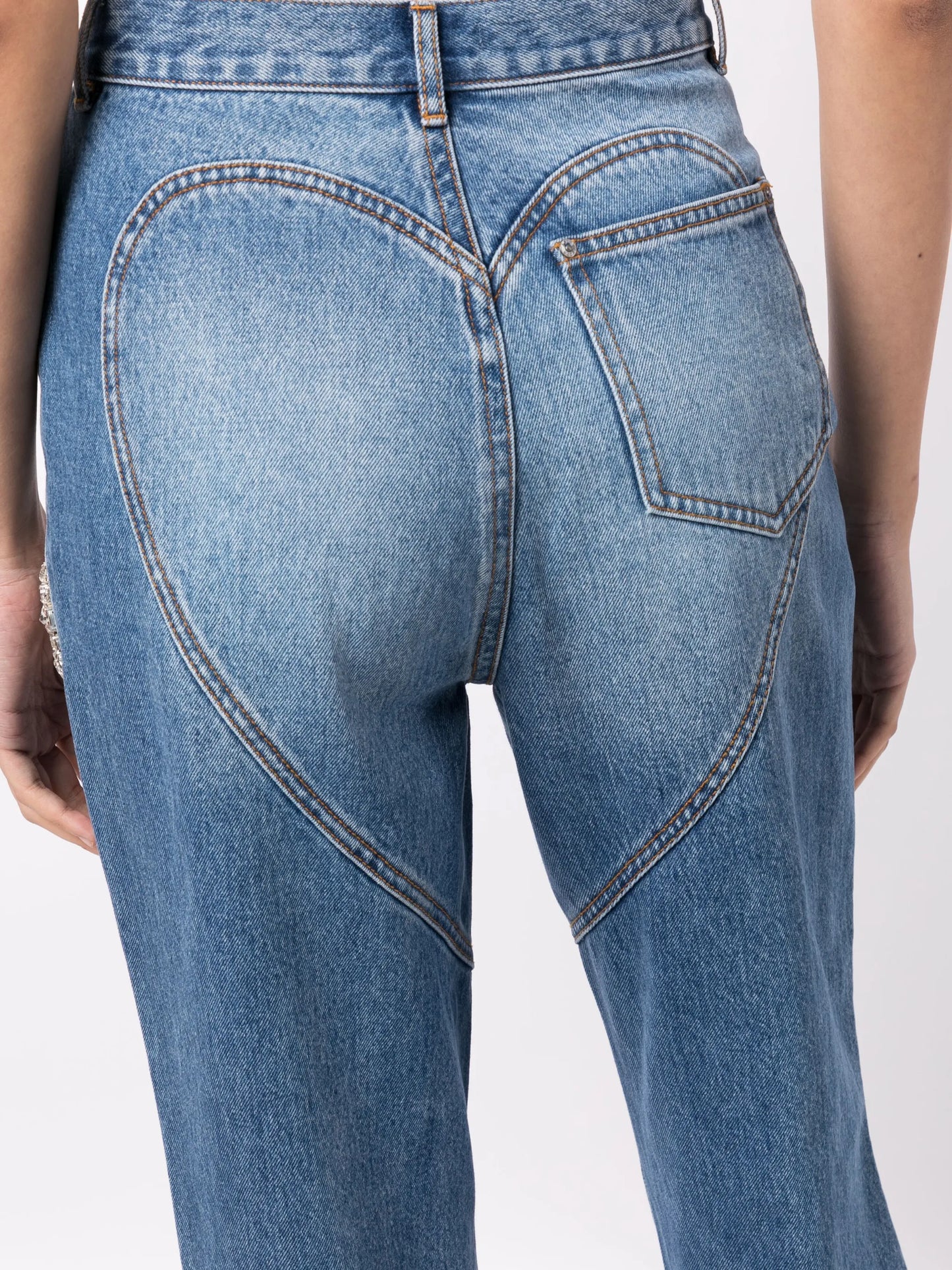crystal-embellished straight-leg jeans