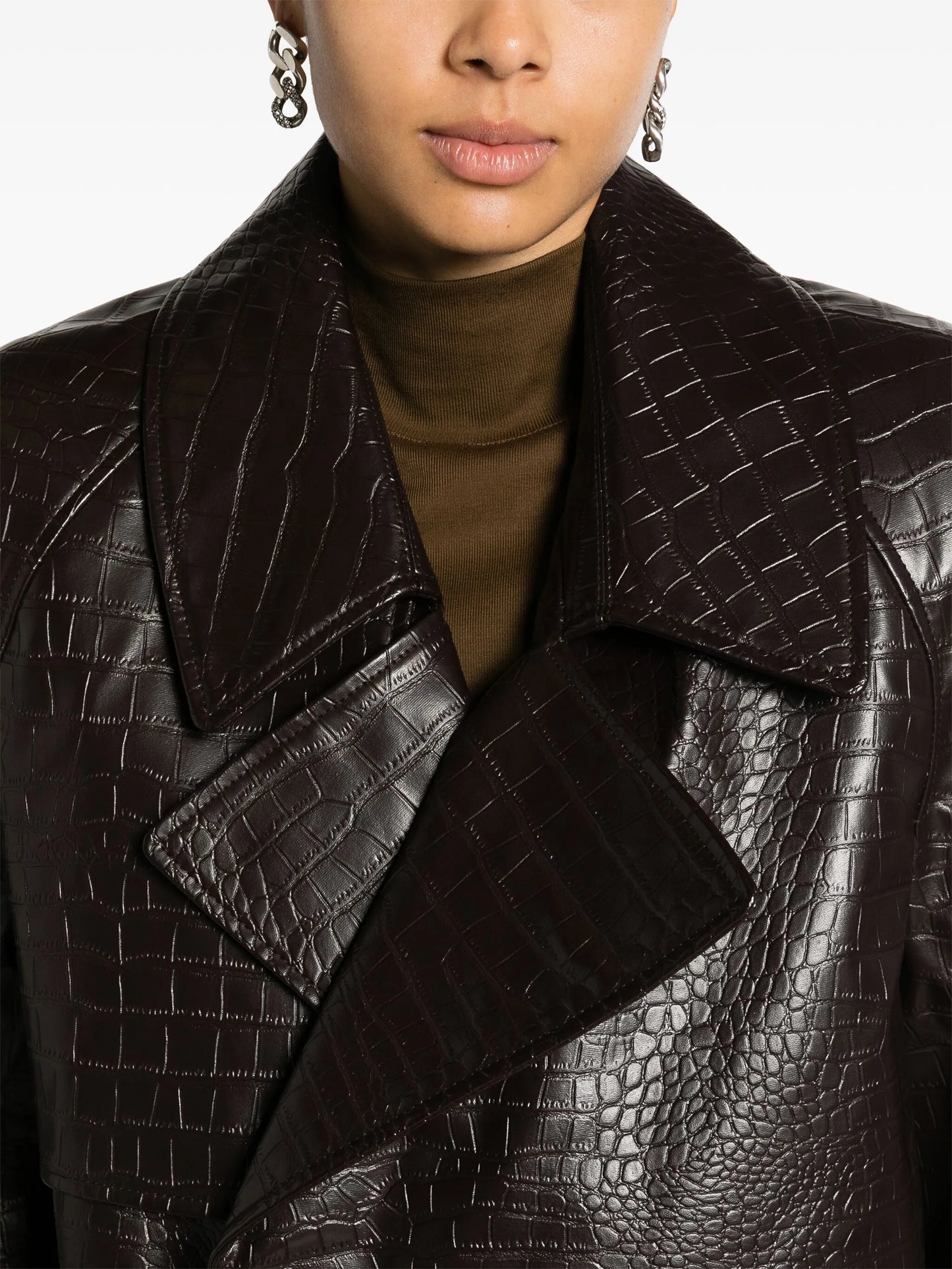 Jackie crocodile-effect coat