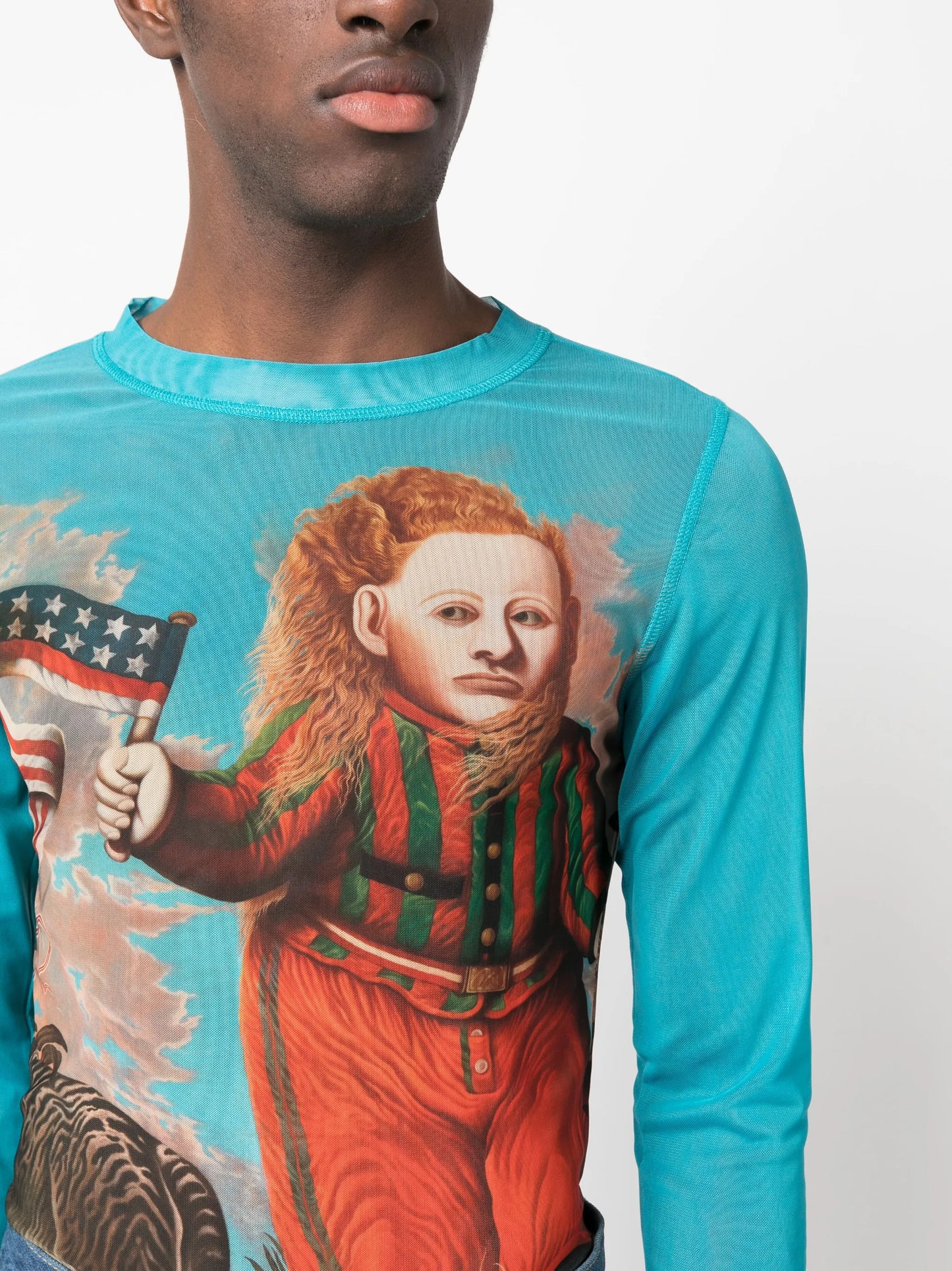 graphic-print mesh T-shirt