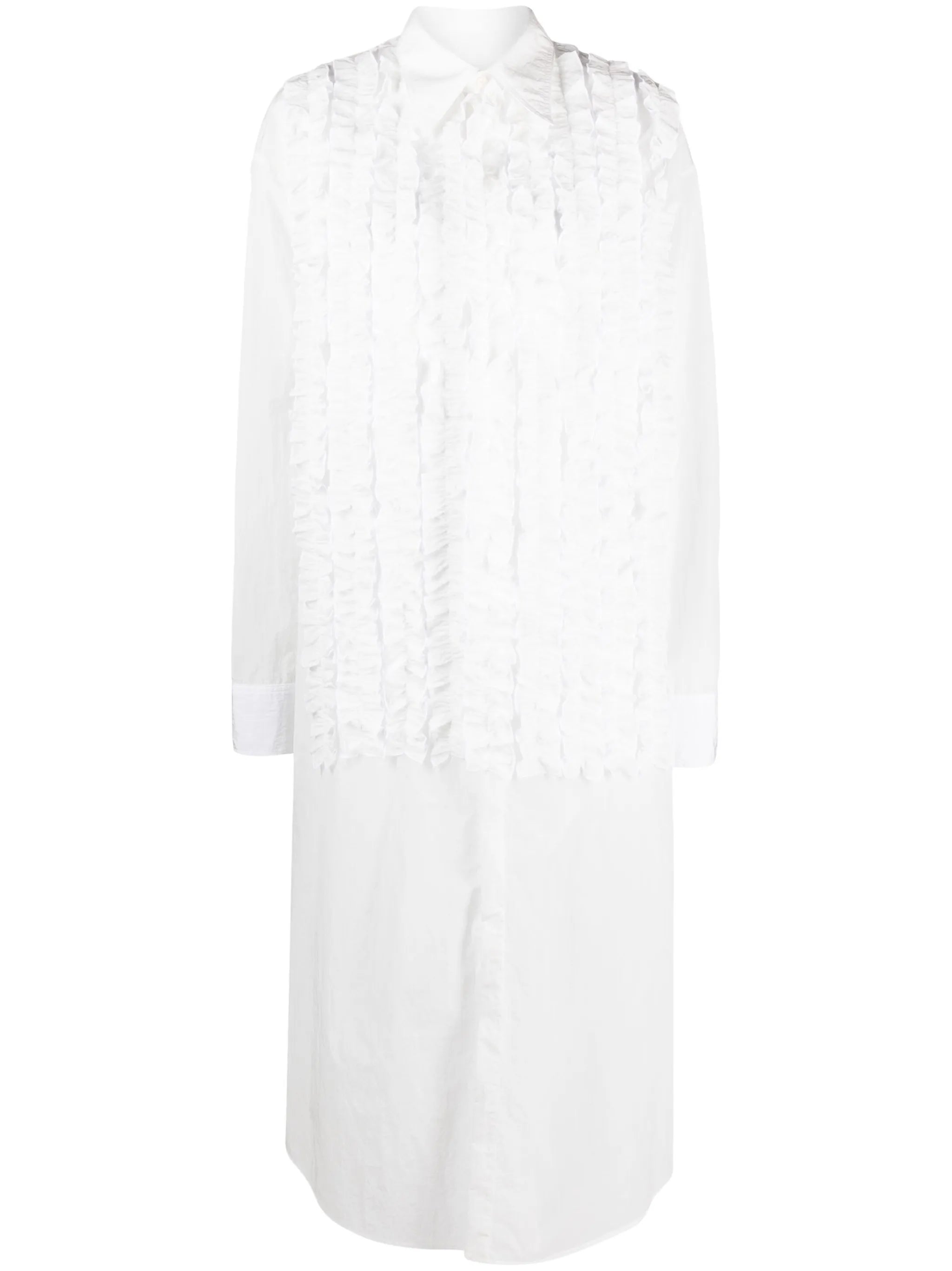 ruffled maxi shirtdress