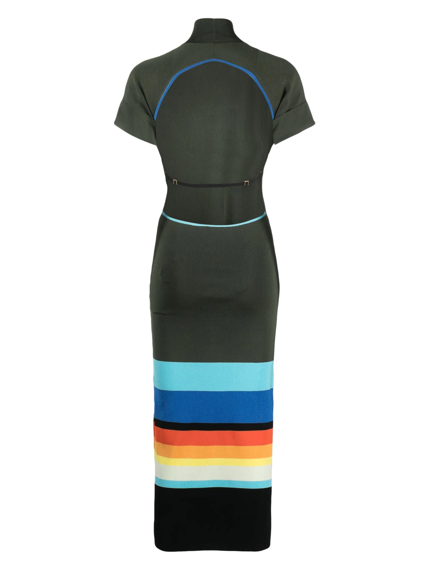 mock-neck open-back dress