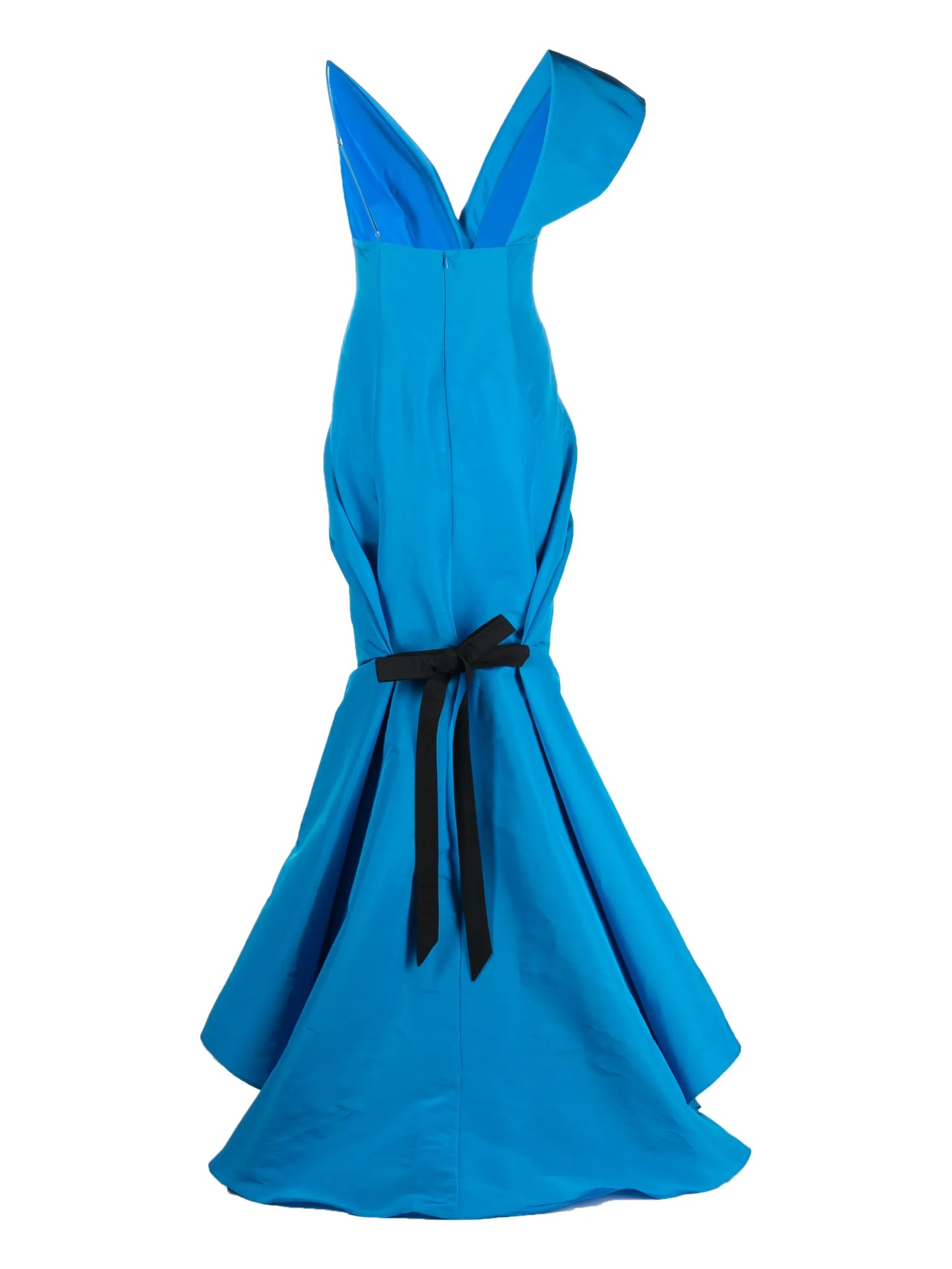 asymmetric silk trumpet gown