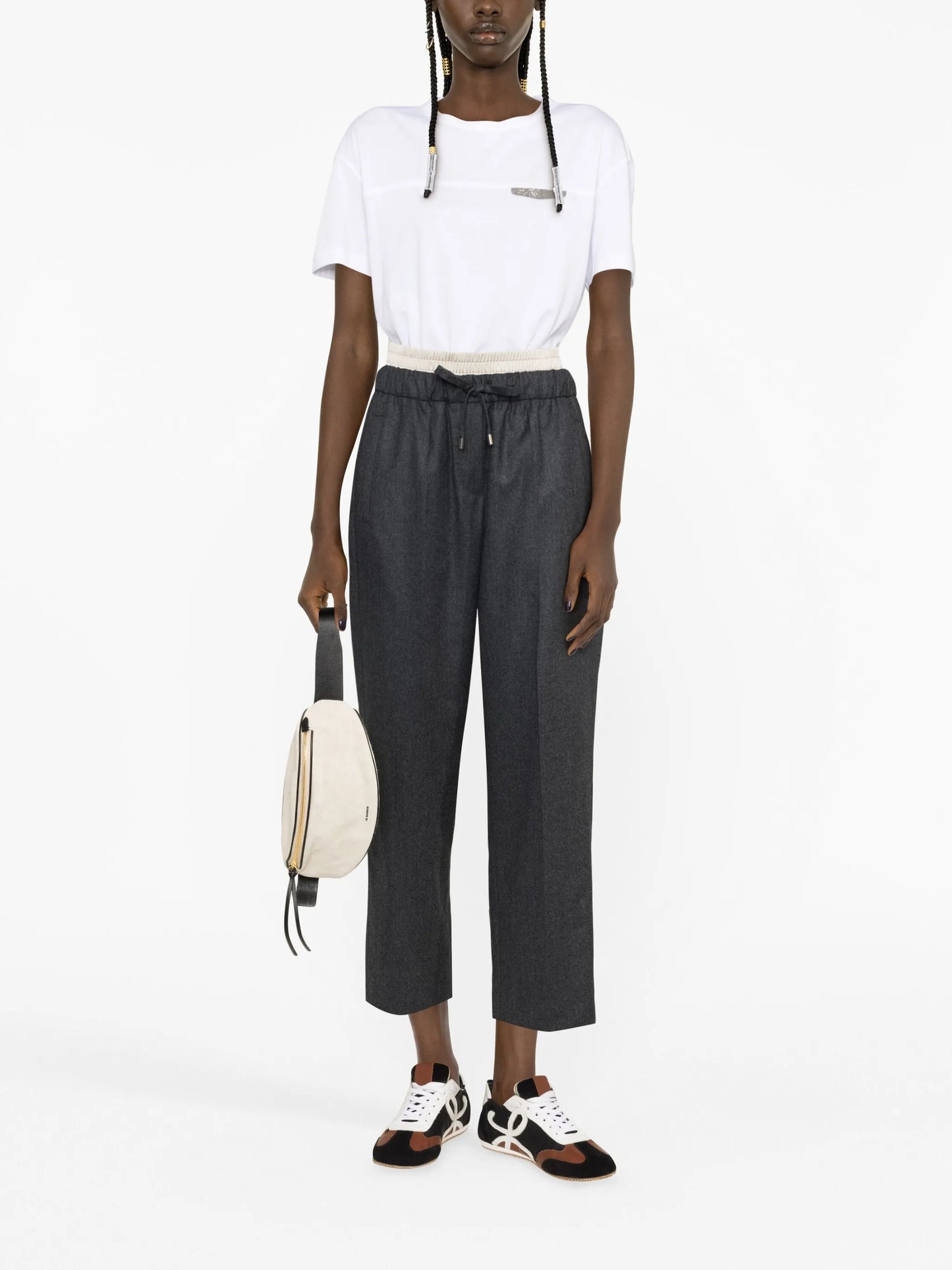 drawstring tailored virgin wool trousers