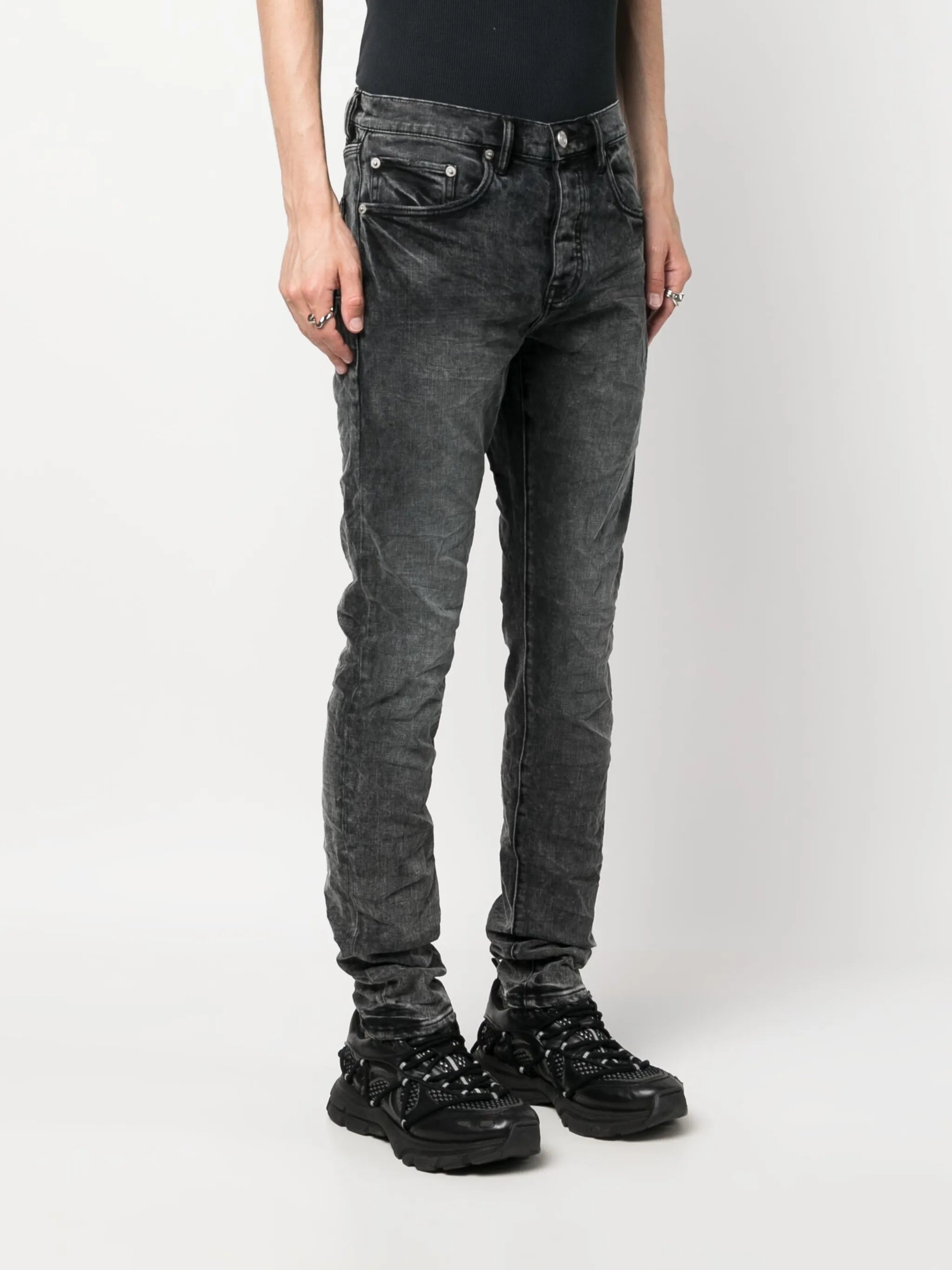 stonewashed mid-rise jeans