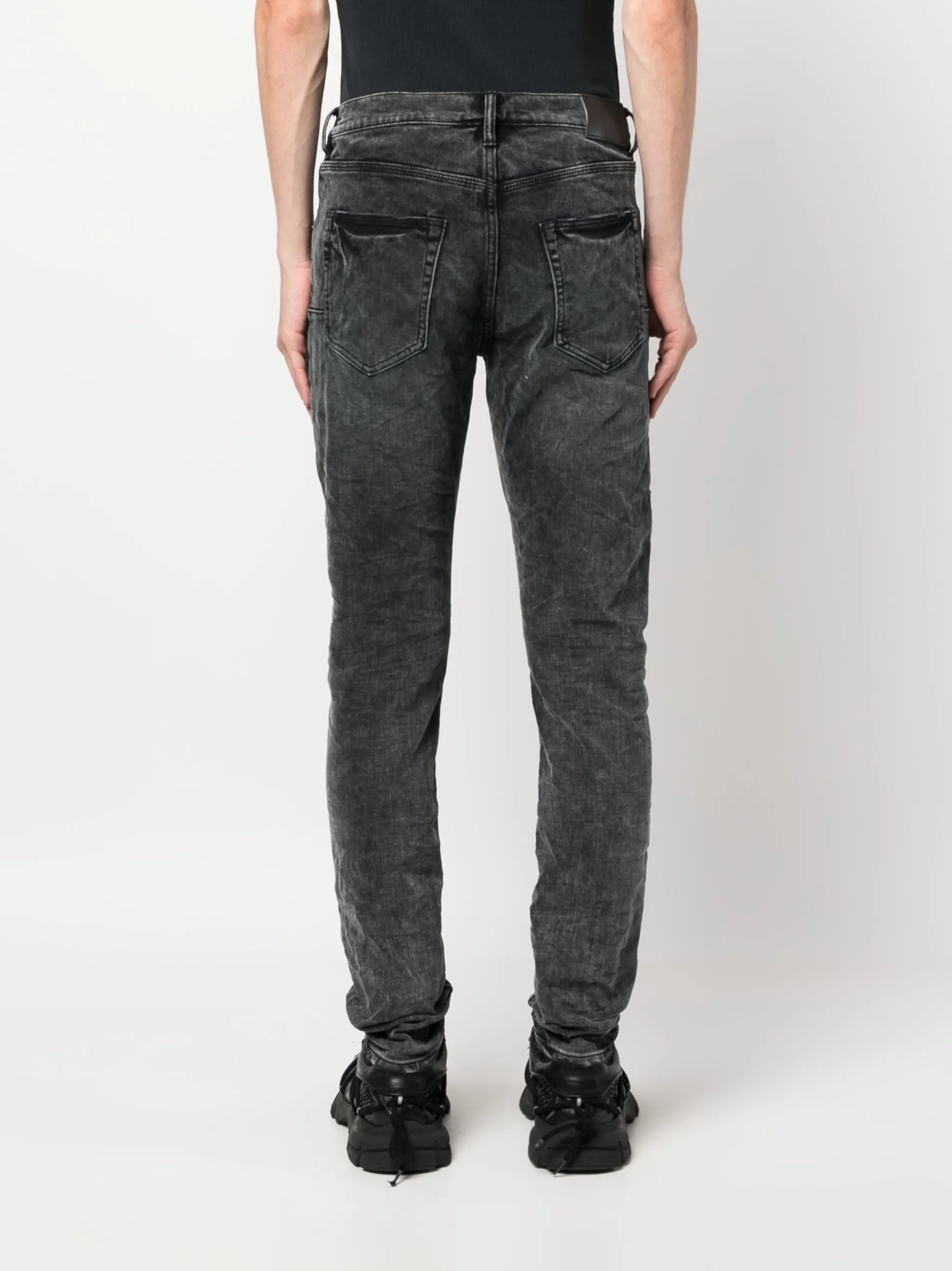 stonewashed mid-rise jeans