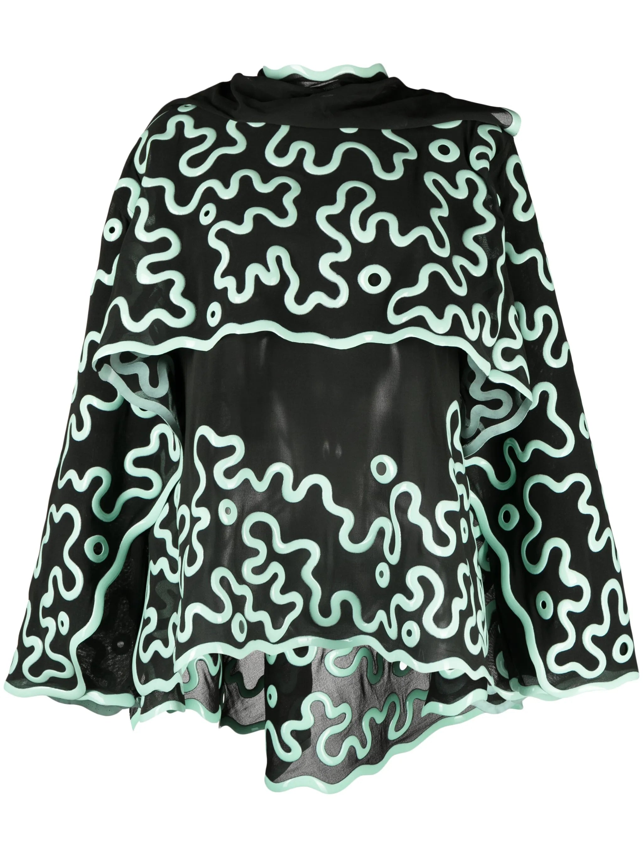 3D-printed sheer cape-design blouse