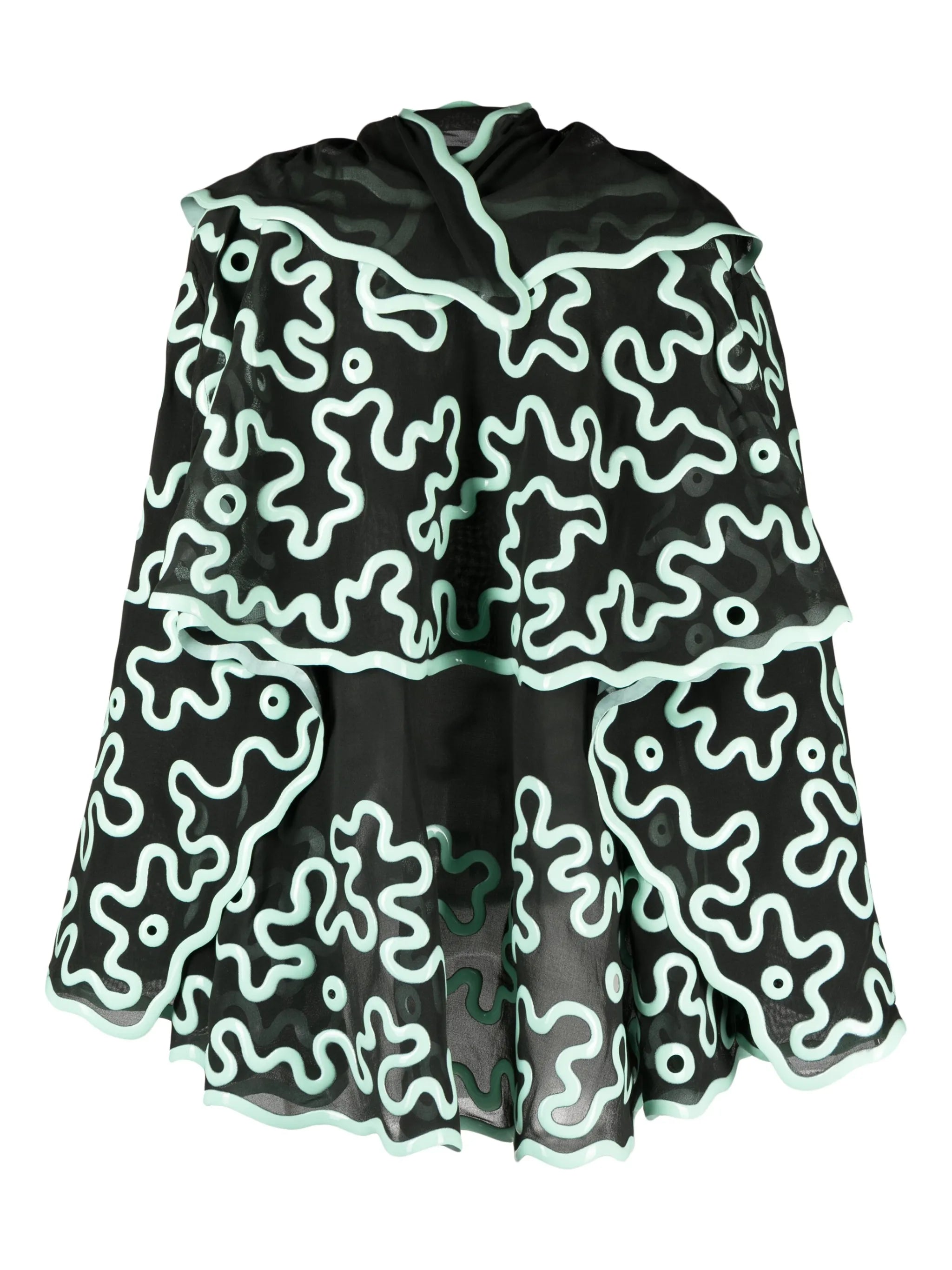 3D-printed sheer cape-design blouse