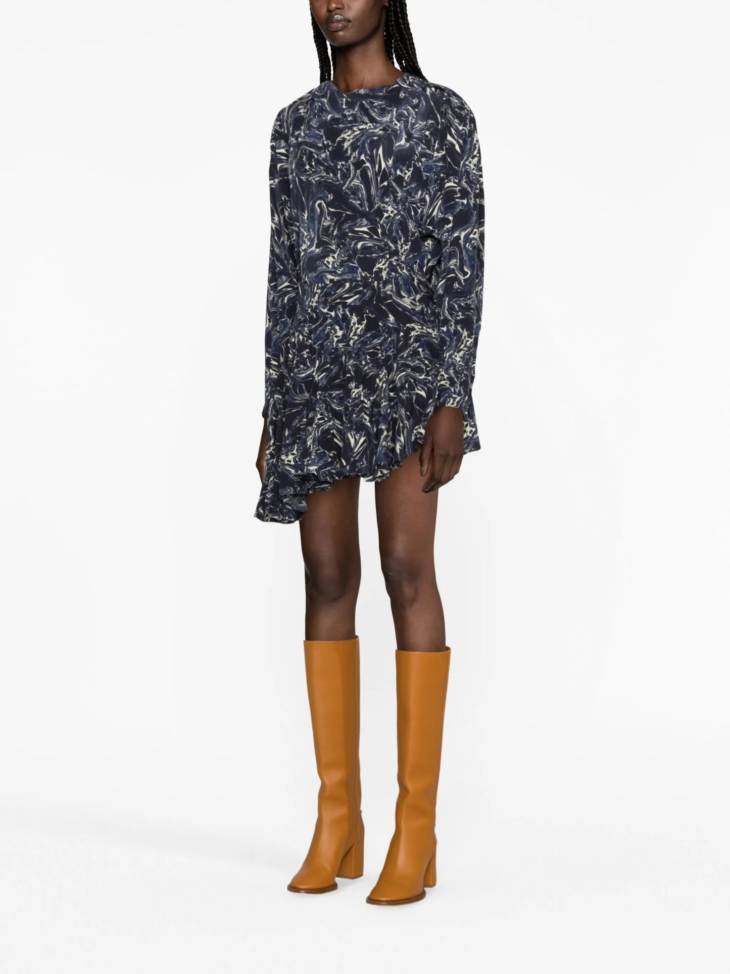 Teyana marble-print silk skirt