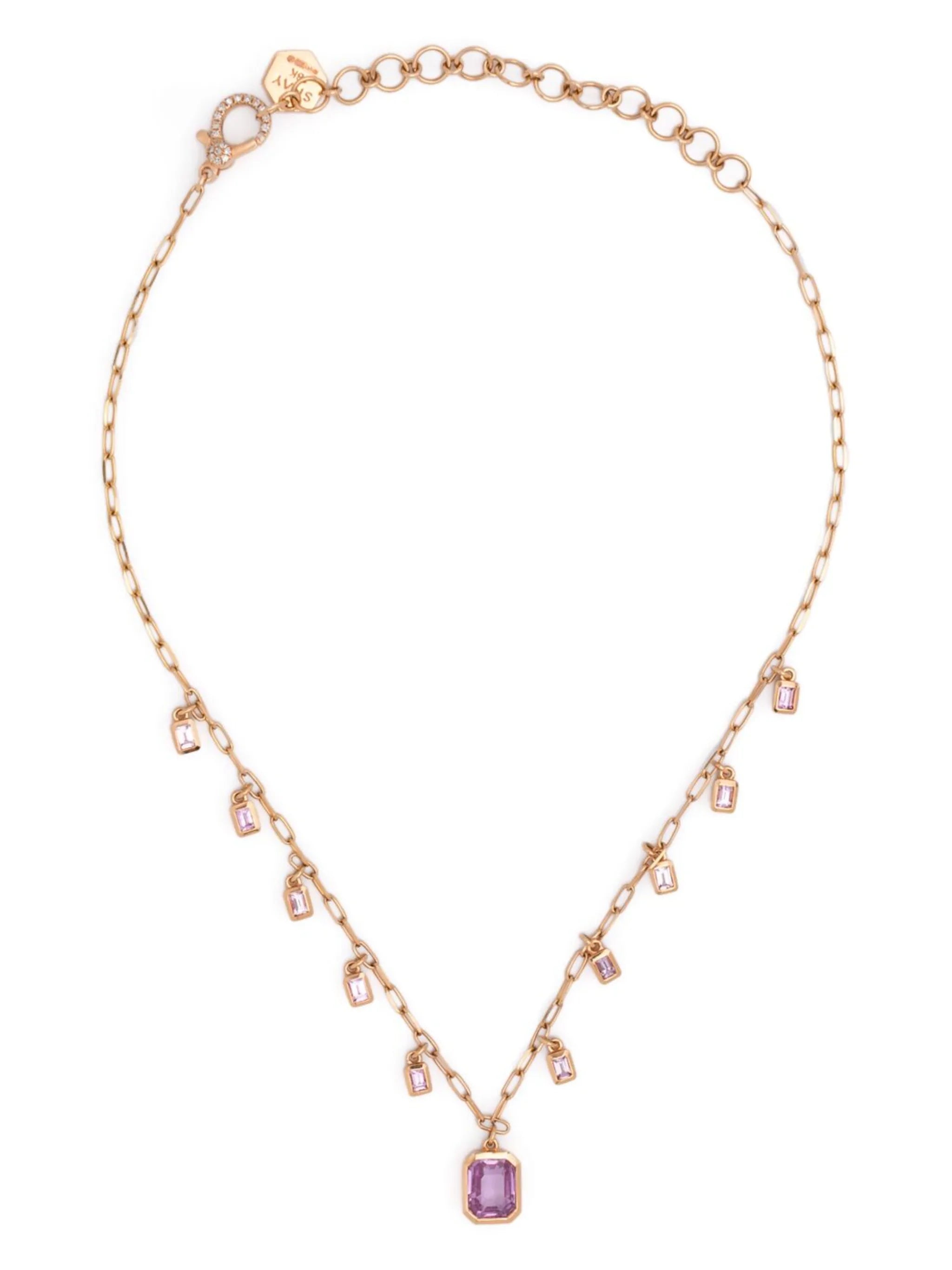 18kt rose gold pink sapphire choker necklace