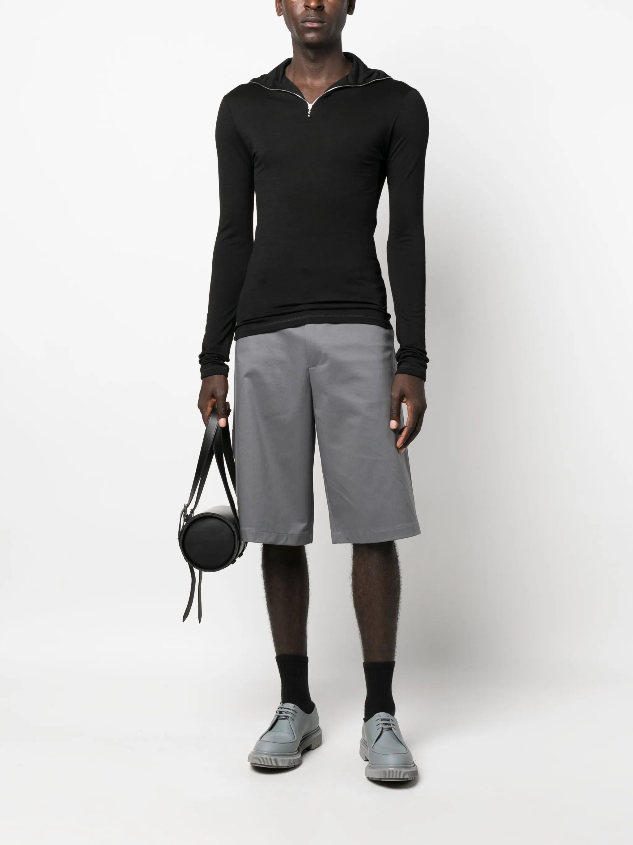 logo-print zip-detail T-shirt