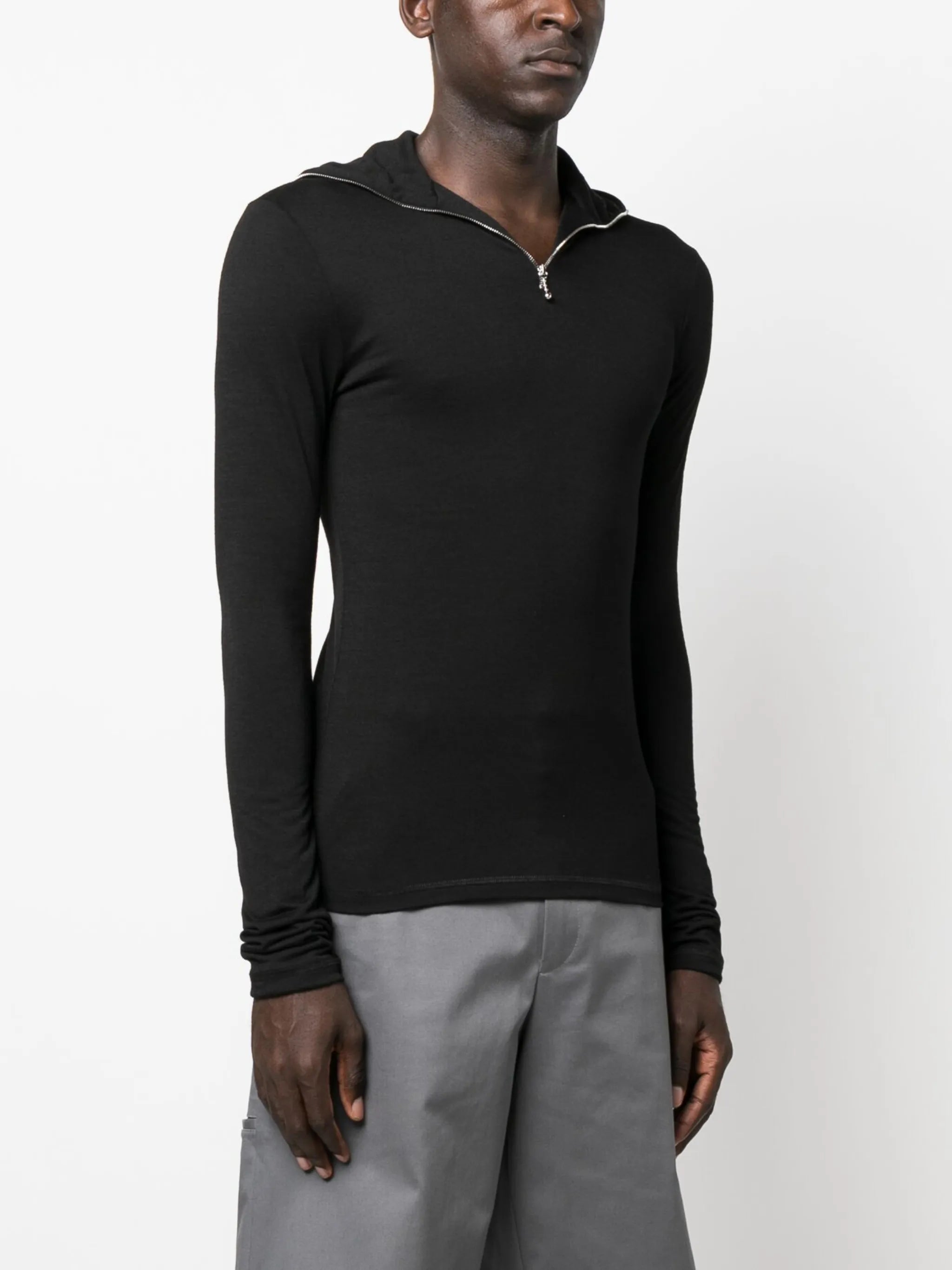 logo-print zip-detail T-shirt