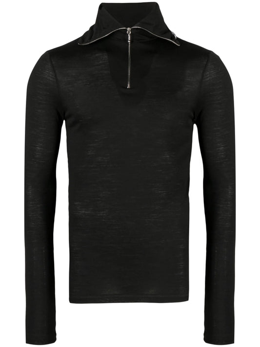 logo-print zip-detail T-shirt