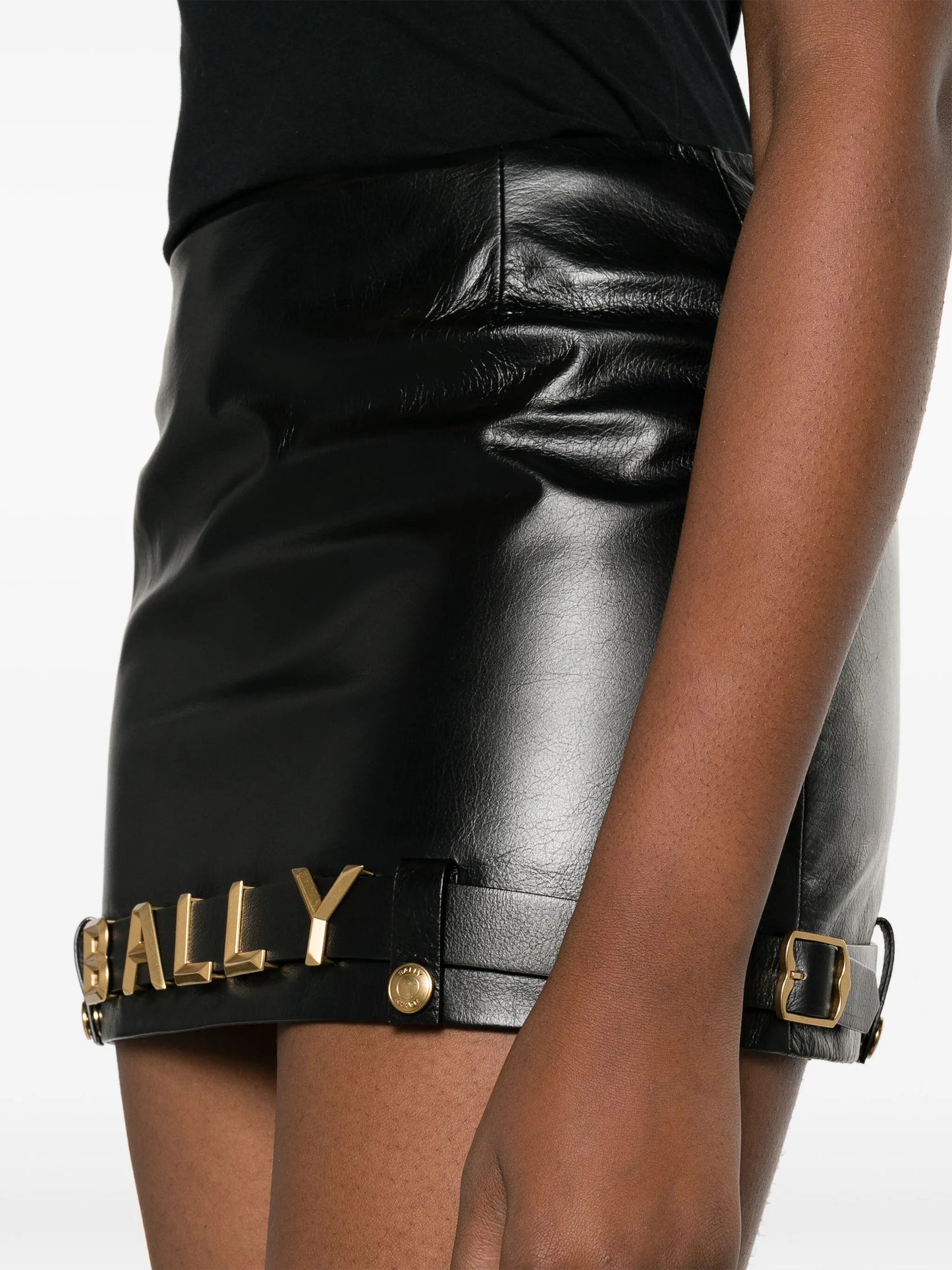 logo-lettering leather miniskirt