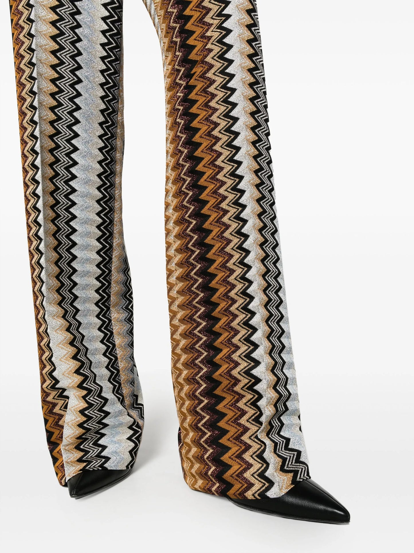 zigzag lurex wide-leg trousers