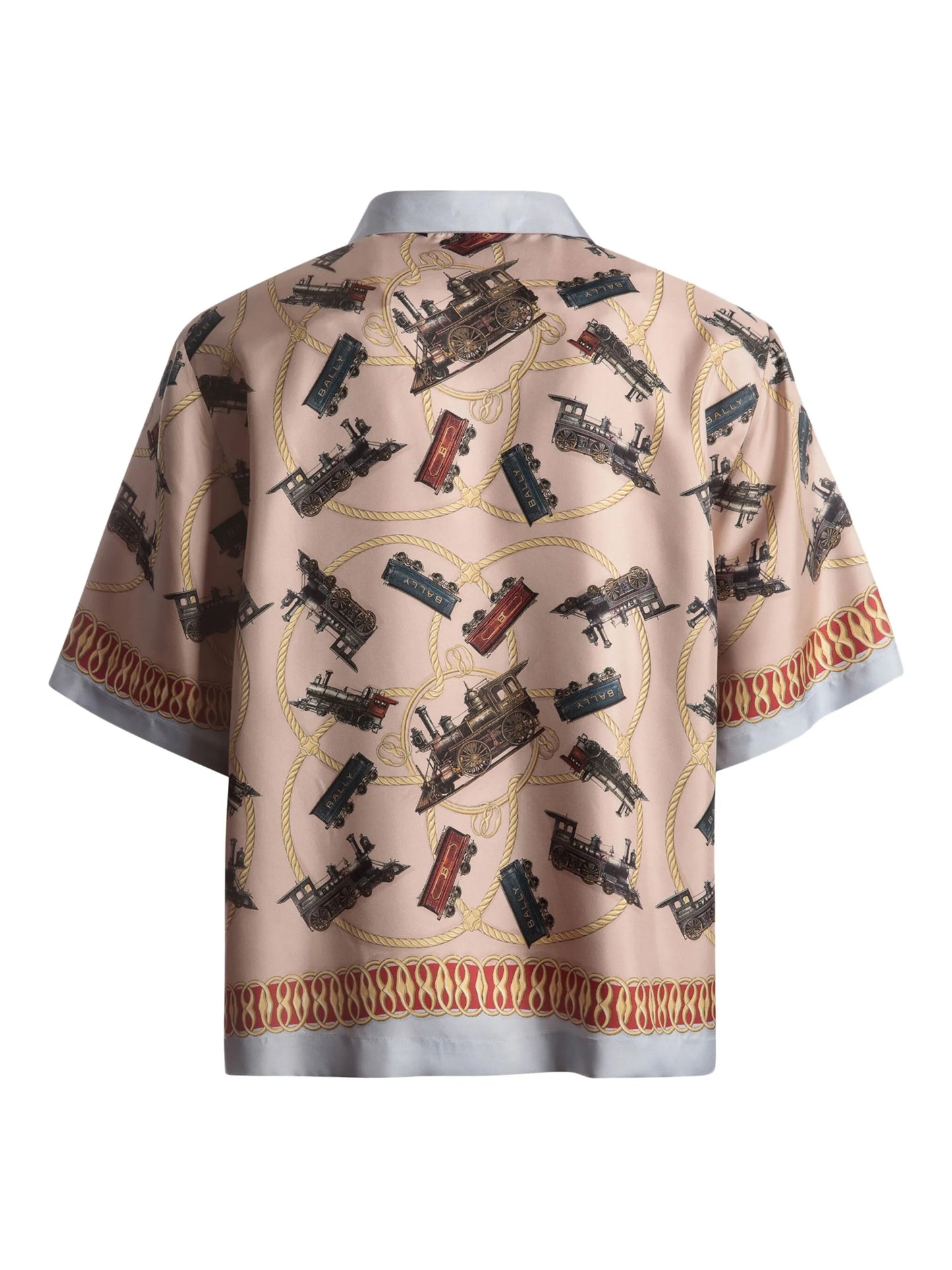 Trains-print silk shirt