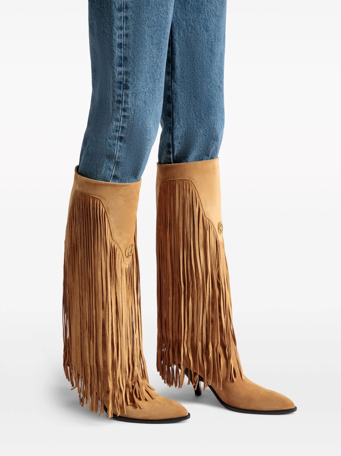40mm fringed suede boots