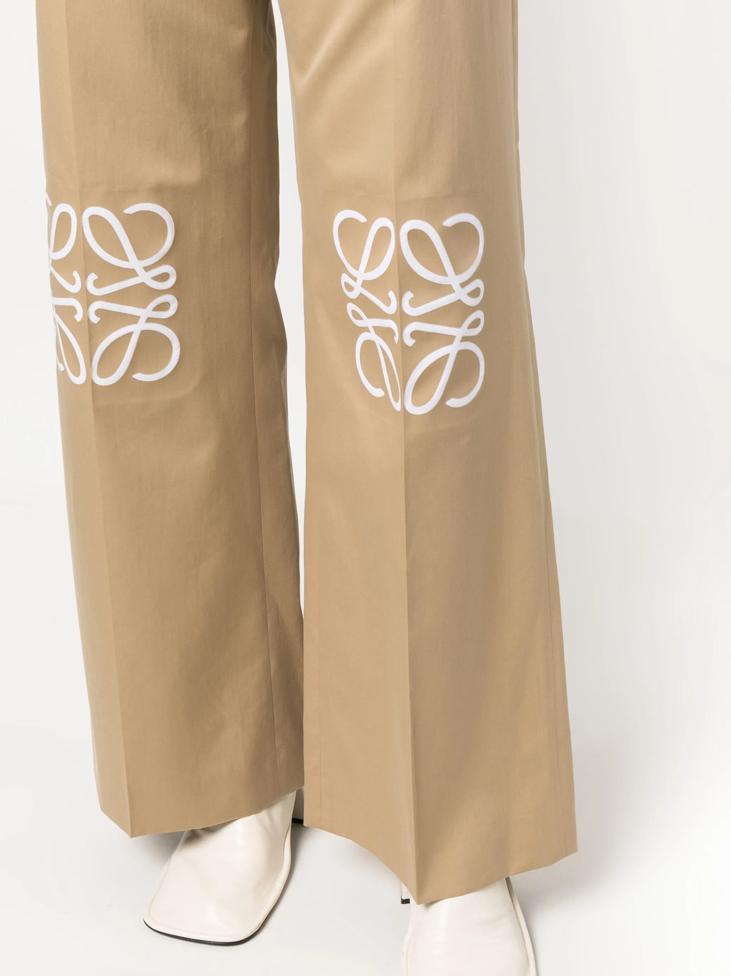 debossed-logo cotton-silk blend trousers