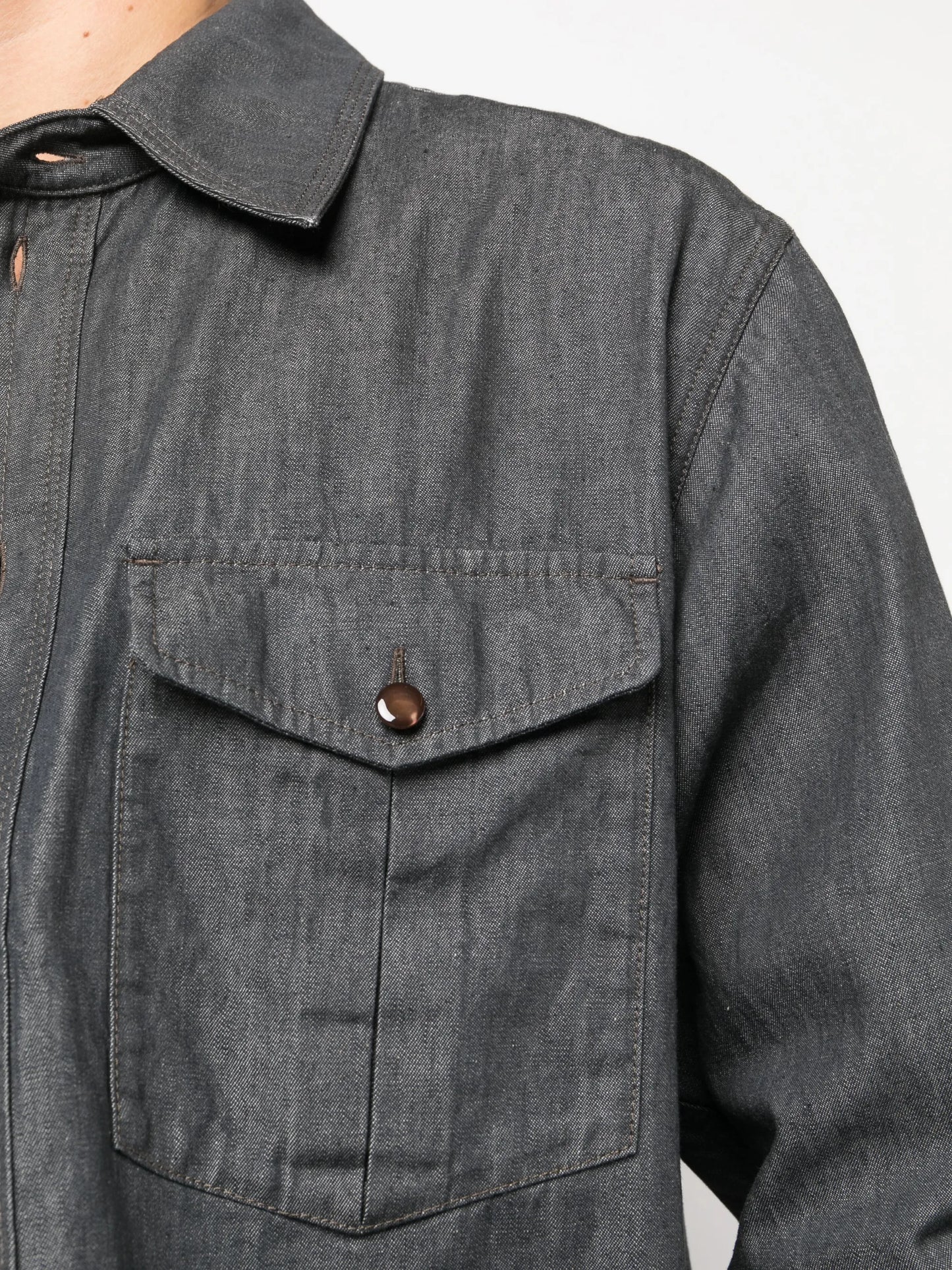 straight-point collar cotton shirt